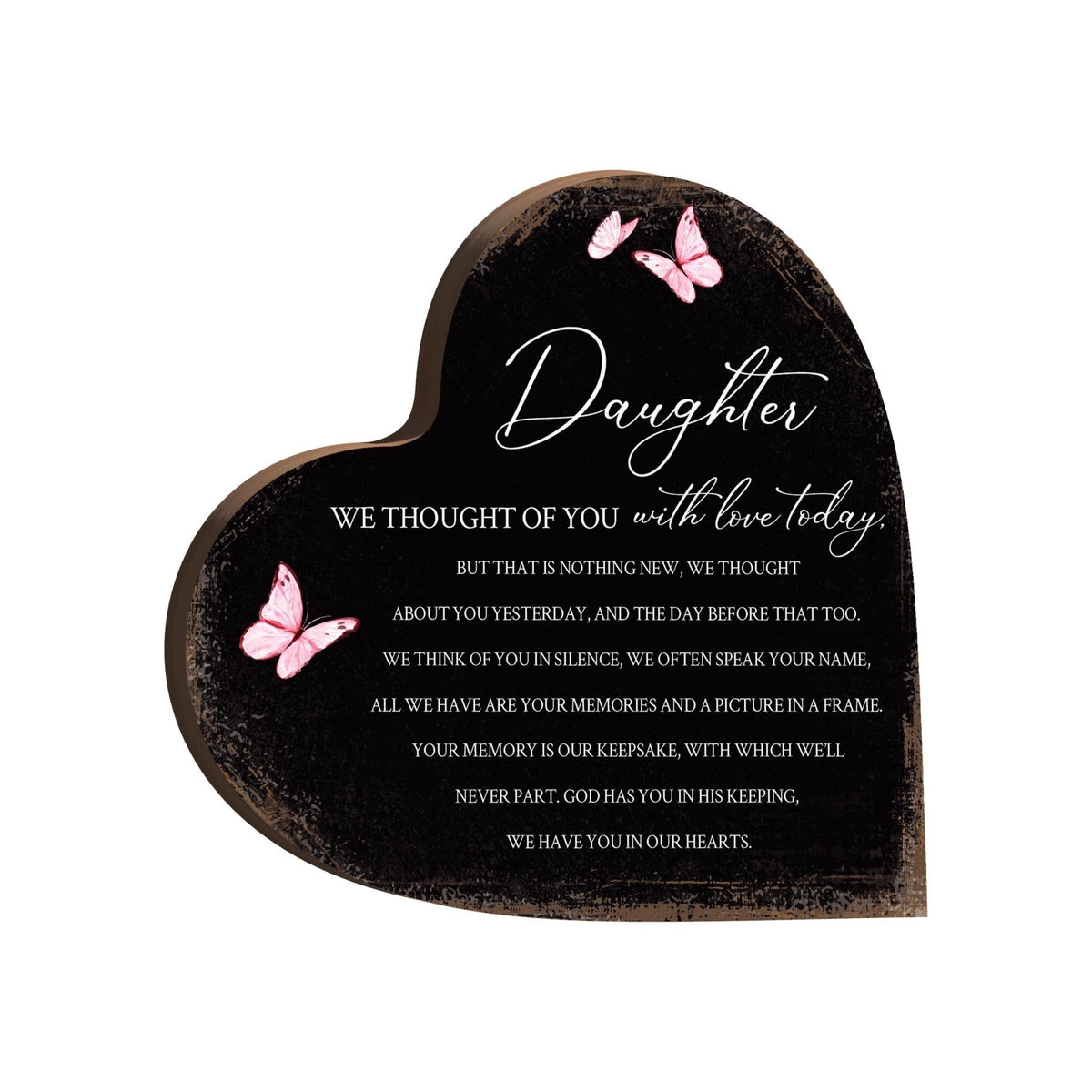 Wooden Memorial Heart Block Sign for Loss of Loved One - We Thought Of You - LifeSong Milestones