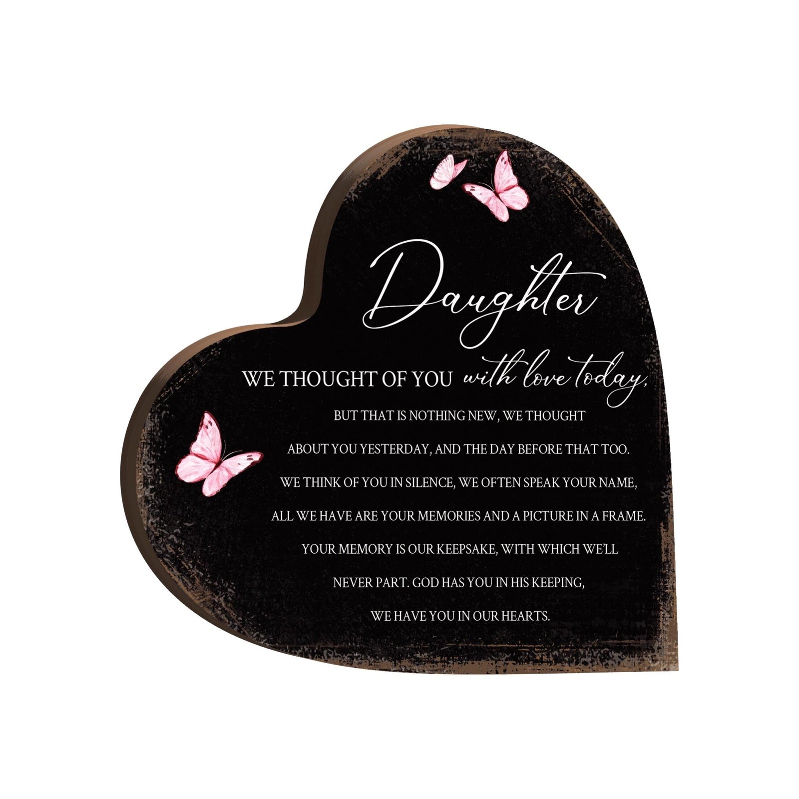 Wooden Memorial Heart Block Sign for Loss of Loved One - We Thought Of You - LifeSong Milestones