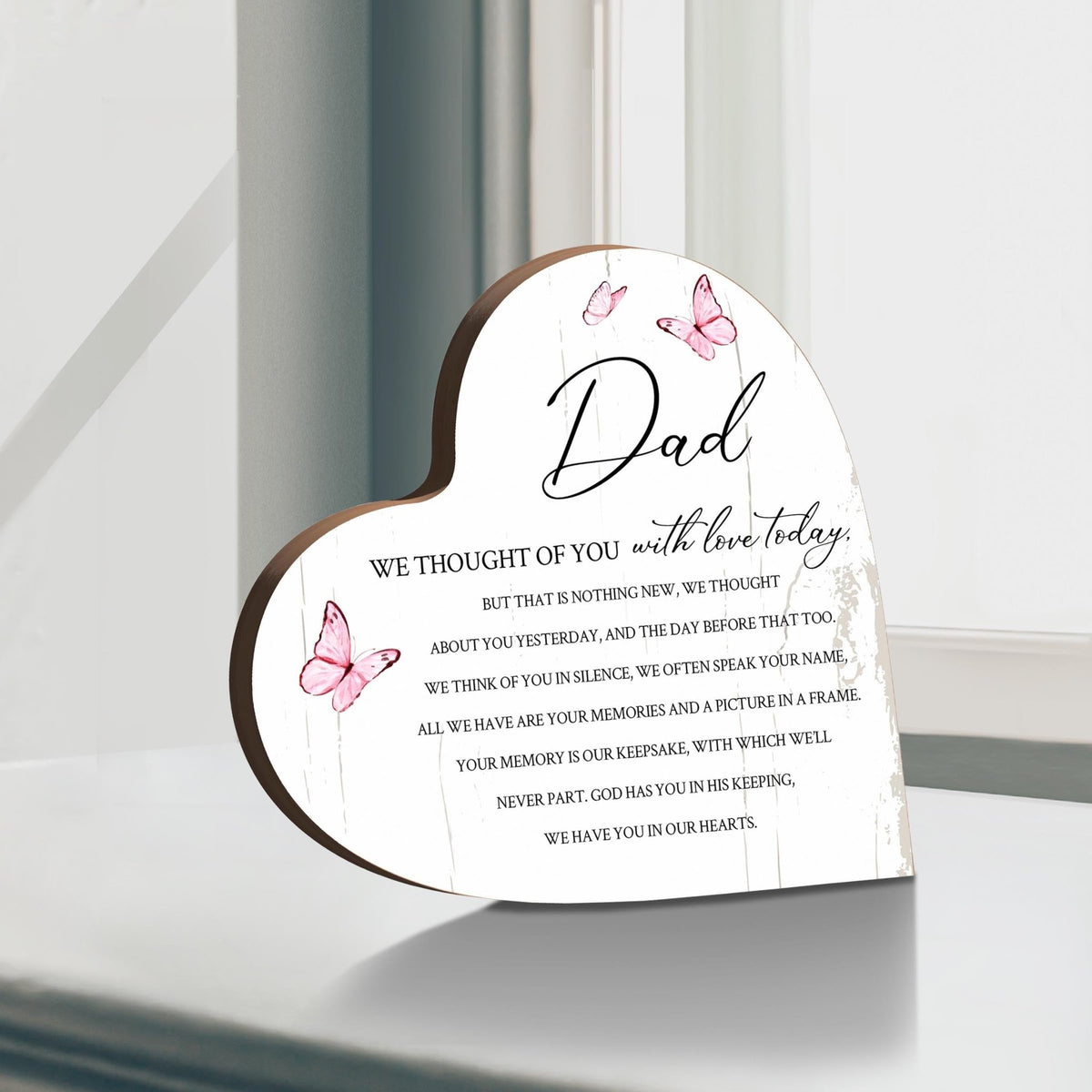 Wooden Memorial Heart Block Sign for Loss of Loved One - We Thought Of You - LifeSong Milestones