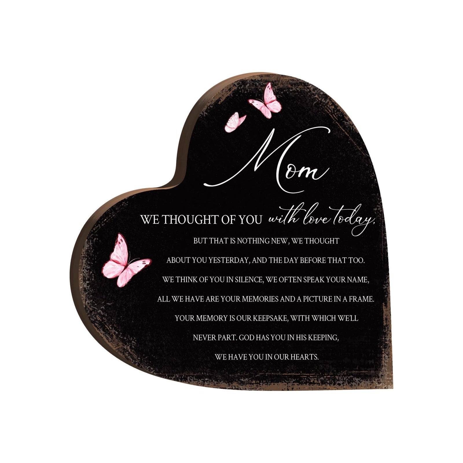Wooden Memorial Heart Block Sign for Loss of Loved One - We Thought Of You - LifeSong Milestones