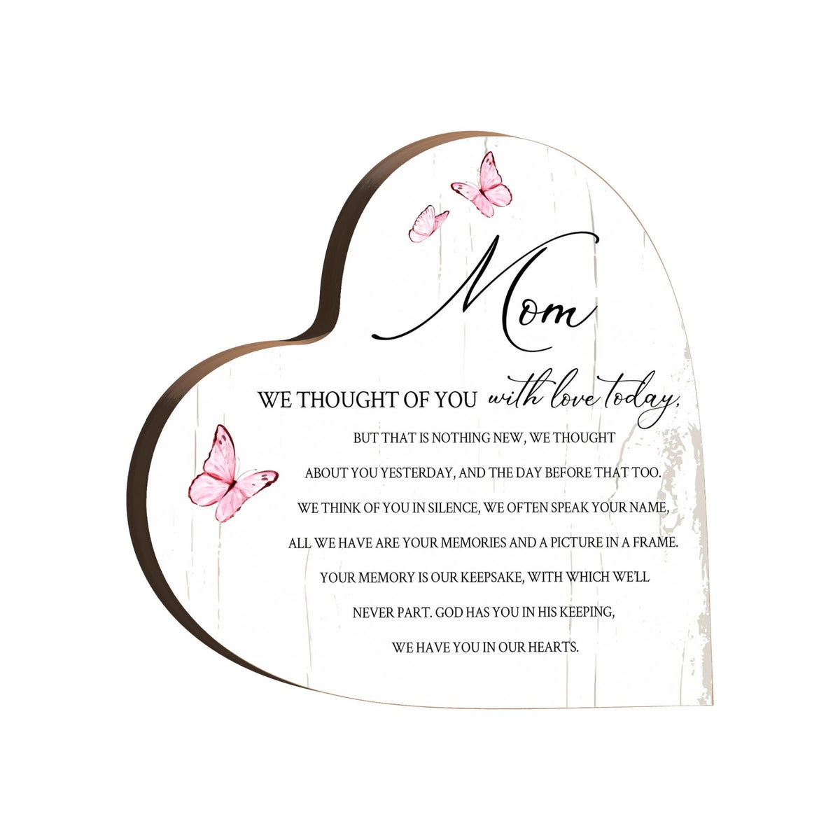 Wooden Memorial Heart Block Sign for Loss of Loved One - We Thought Of You - LifeSong Milestones