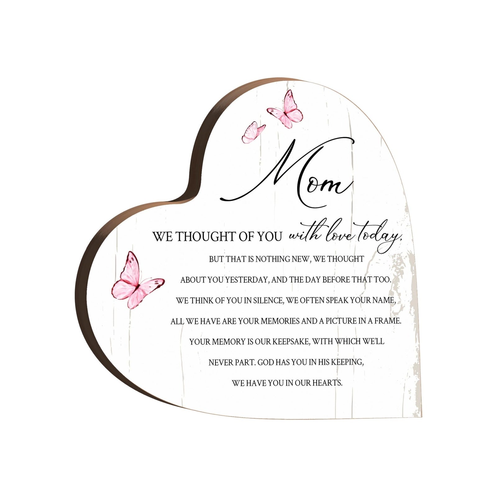Wooden Memorial Heart Block Sign for Loss of Loved One - We Thought Of You - LifeSong Milestones