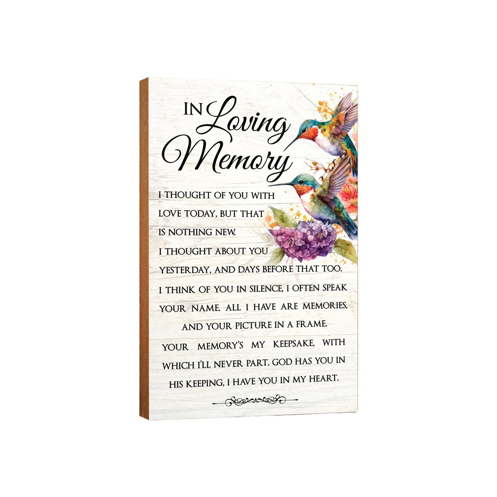 Wooden Memorial Hummingbird Wall Plaque for Loss of Loved One - LifeSong Milestones