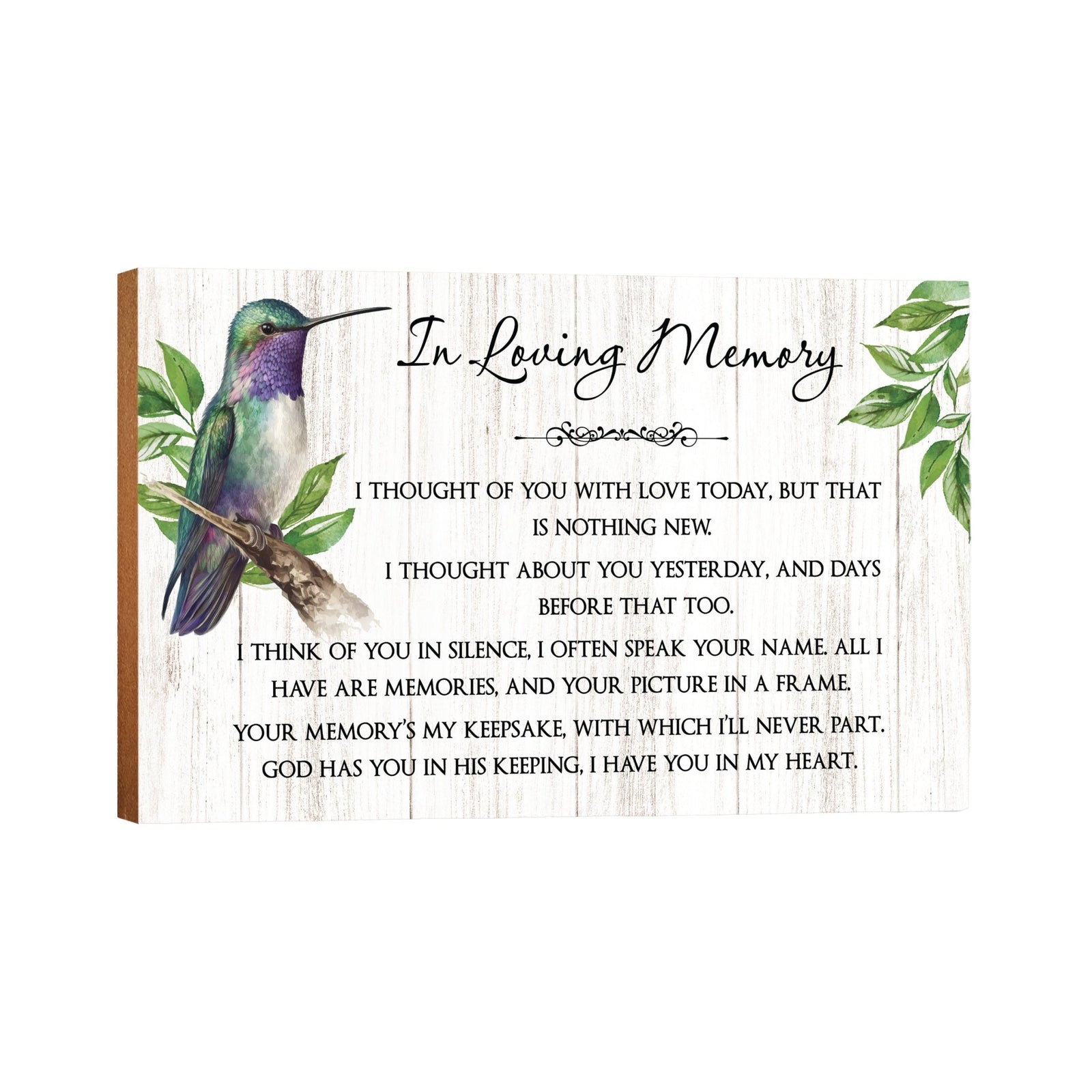Wooden Memorial Hummingbird Wall Plaque for Loss of Loved One - LifeSong Milestones