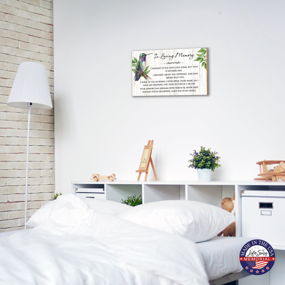 Wooden Memorial Hummingbird Wall Plaque for Loss of Loved One - LifeSong Milestones