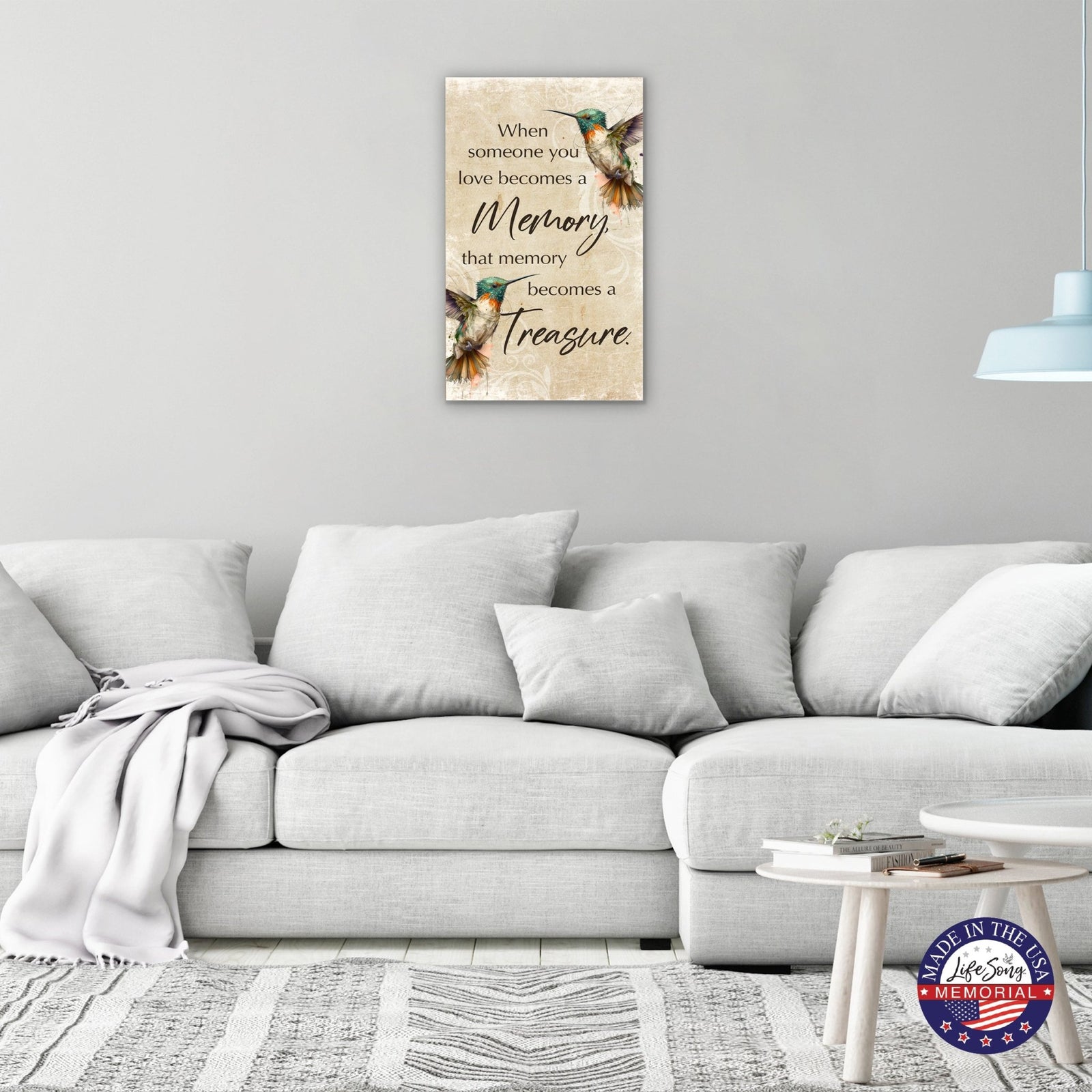 Wooden Memorial Hummingbird Wall Plaque for Loss of Loved One - LifeSong Milestones