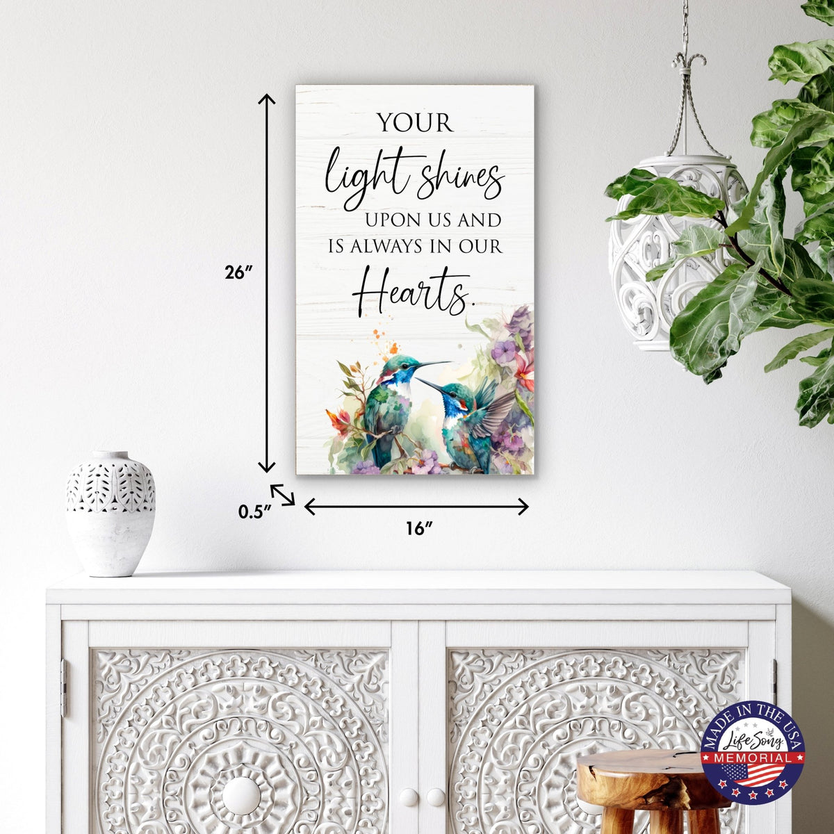 Wooden Memorial Hummingbird Wall Plaque for Loss of Loved One - LifeSong Milestones