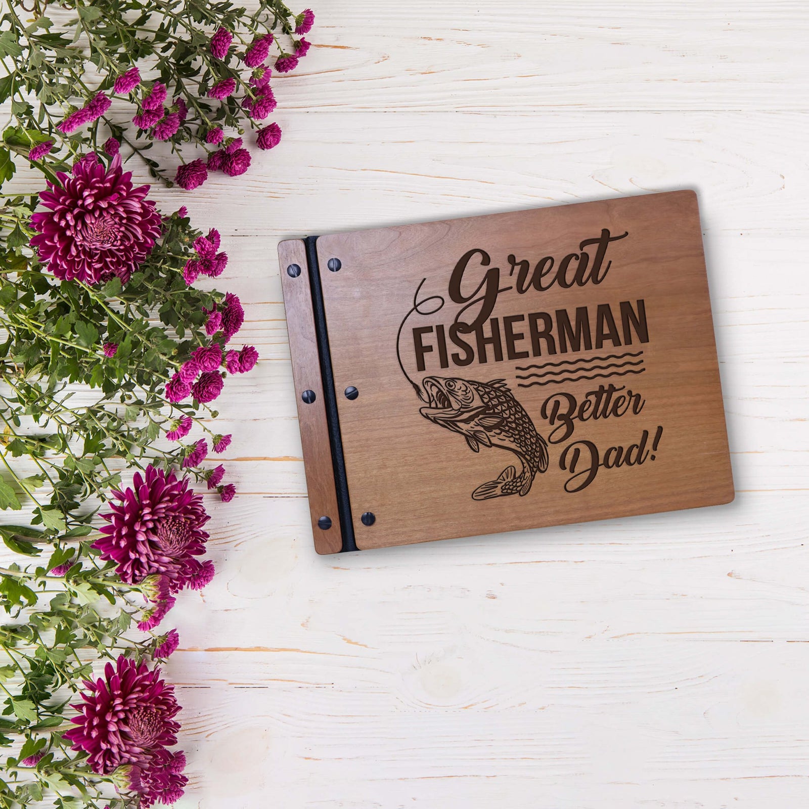 Wooden Memorial Large Guestbook with Fisherman Verse for Funeral Service - Great Fisherman - LifeSong Milestones
