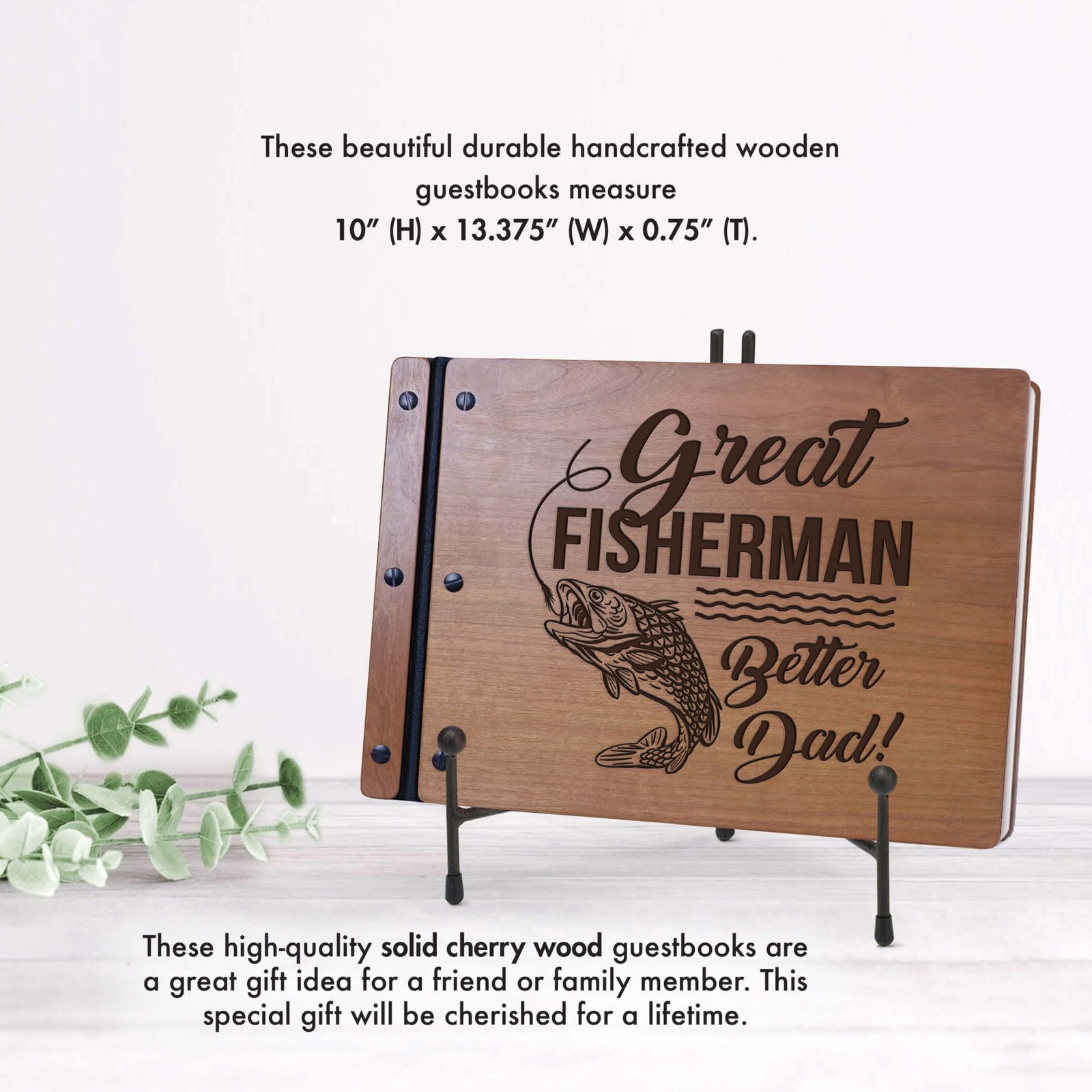 Wooden Memorial Large Guestbook with Fisherman Verse for Funeral Service - Great Fisherman - LifeSong Milestones