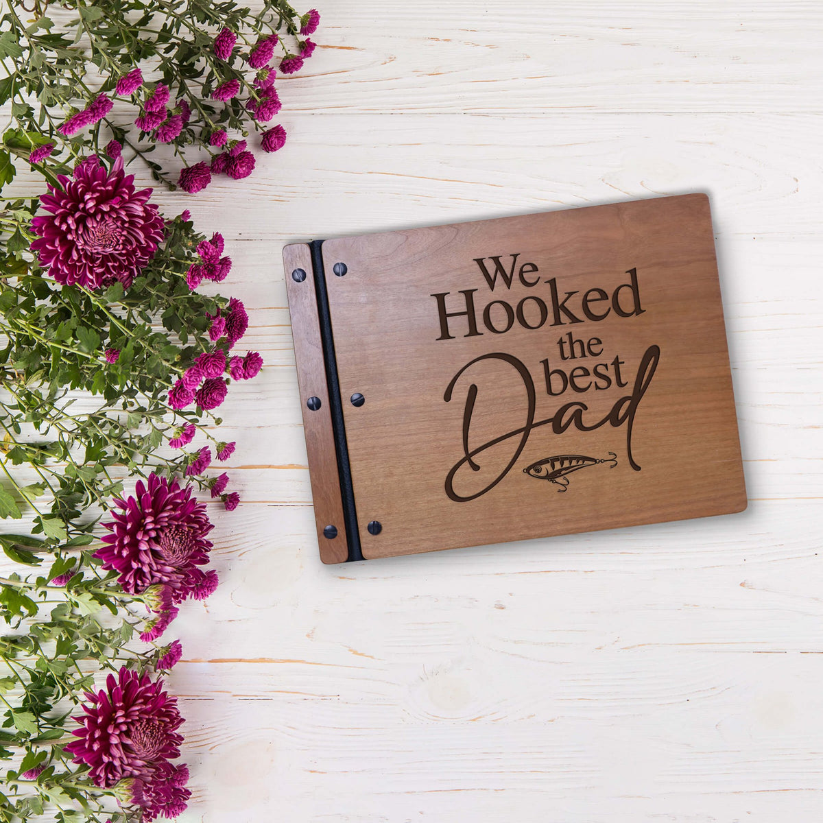 Wooden Memorial Large Guestbook with Fisherman Verse for Funeral Service - The BEST Dad - LifeSong Milestones