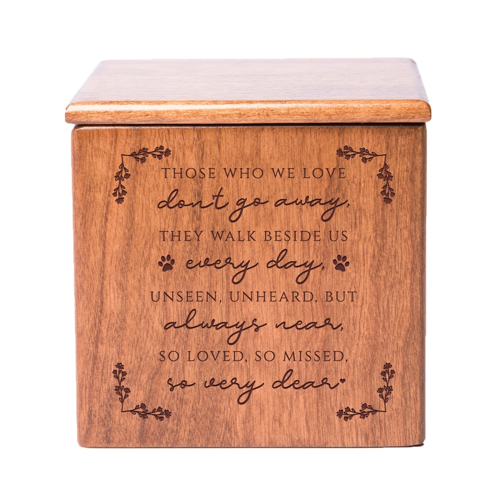 Engraved Wooden Tabletop Cremation Urn for Pet Memorials