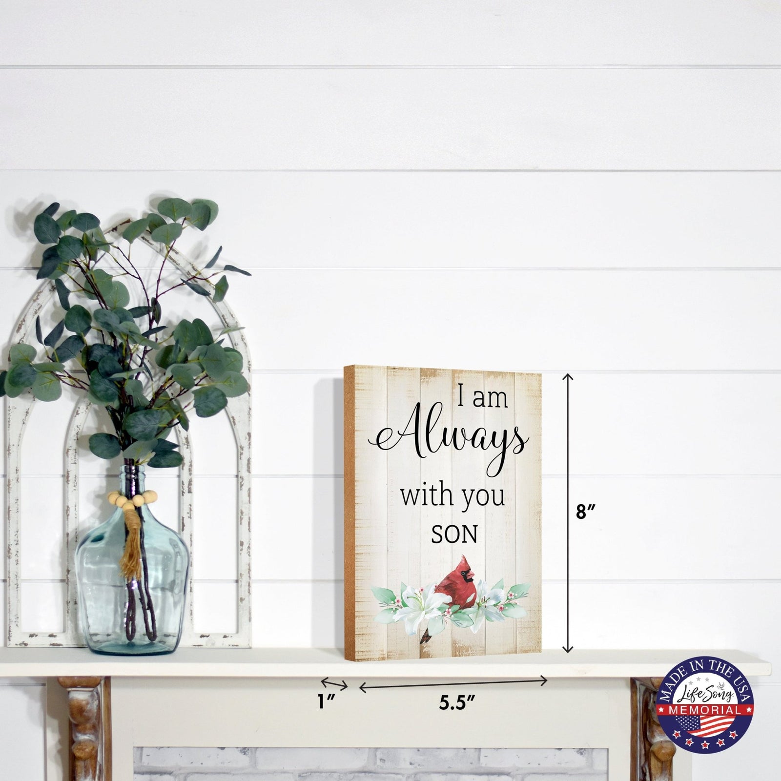 Wooden Memorial Shelf Décor and Tabletop Signs for Loss of Loved One - LifeSong Milestones