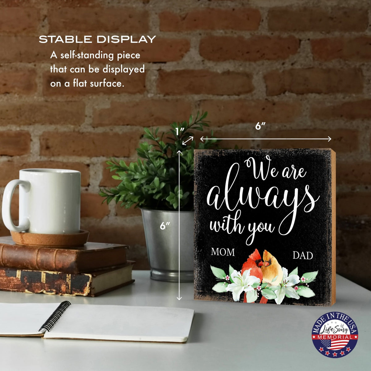 Wooden Memorial Shelf Décor and Tabletop Signs for Loss of Loved One - LifeSong Milestones
