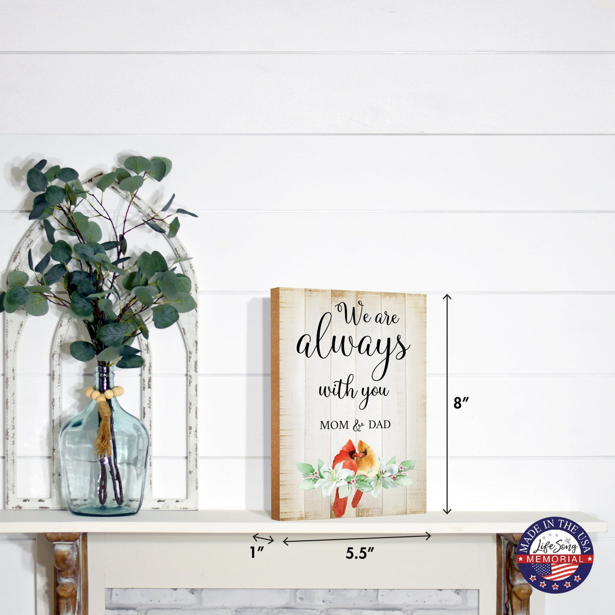 Wooden Memorial Shelf Décor and Tabletop Signs for Loss of Loved One - LifeSong Milestones