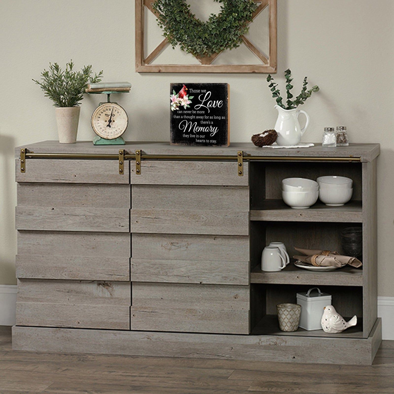 Wooden Memorial Shelf Décor and Tabletop Signs for Loss of Loved One - LifeSong Milestones