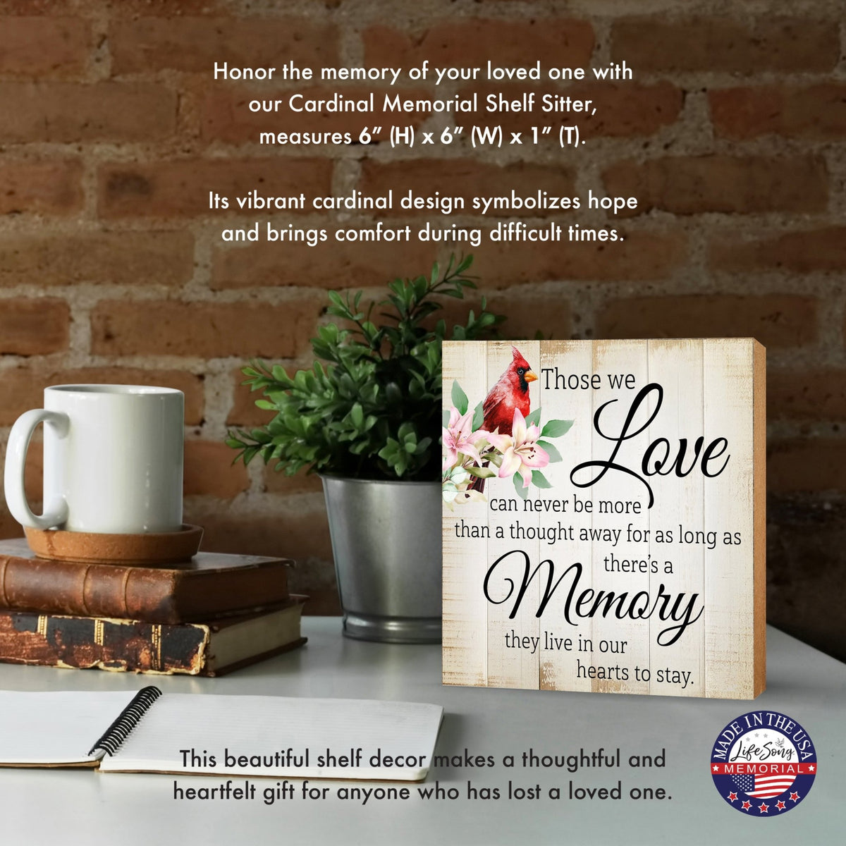 Wooden Memorial Shelf Décor and Tabletop Signs for Loss of Loved One - LifeSong Milestones