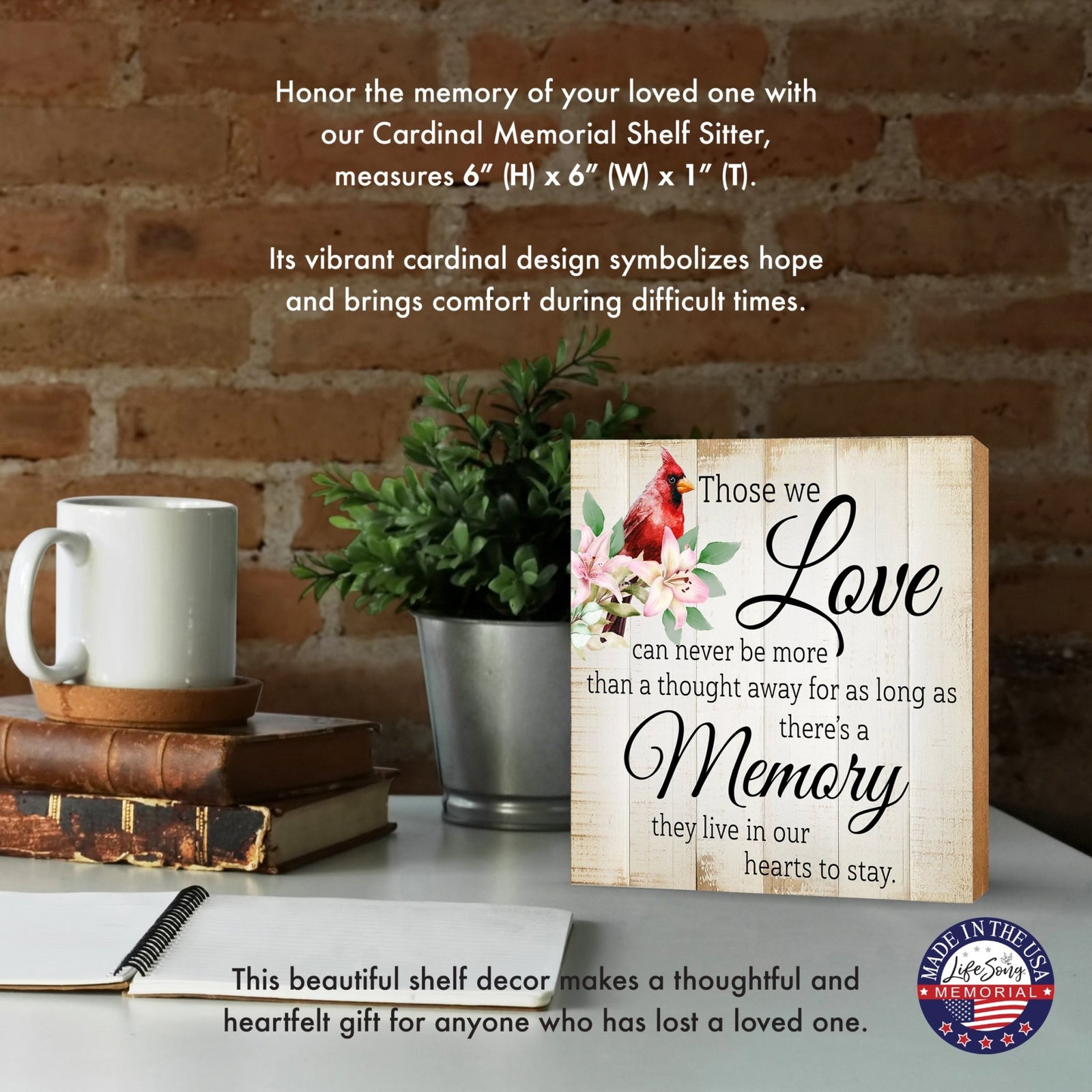 Wooden Memorial Shelf Décor and Tabletop Signs for Loss of Loved One - LifeSong Milestones