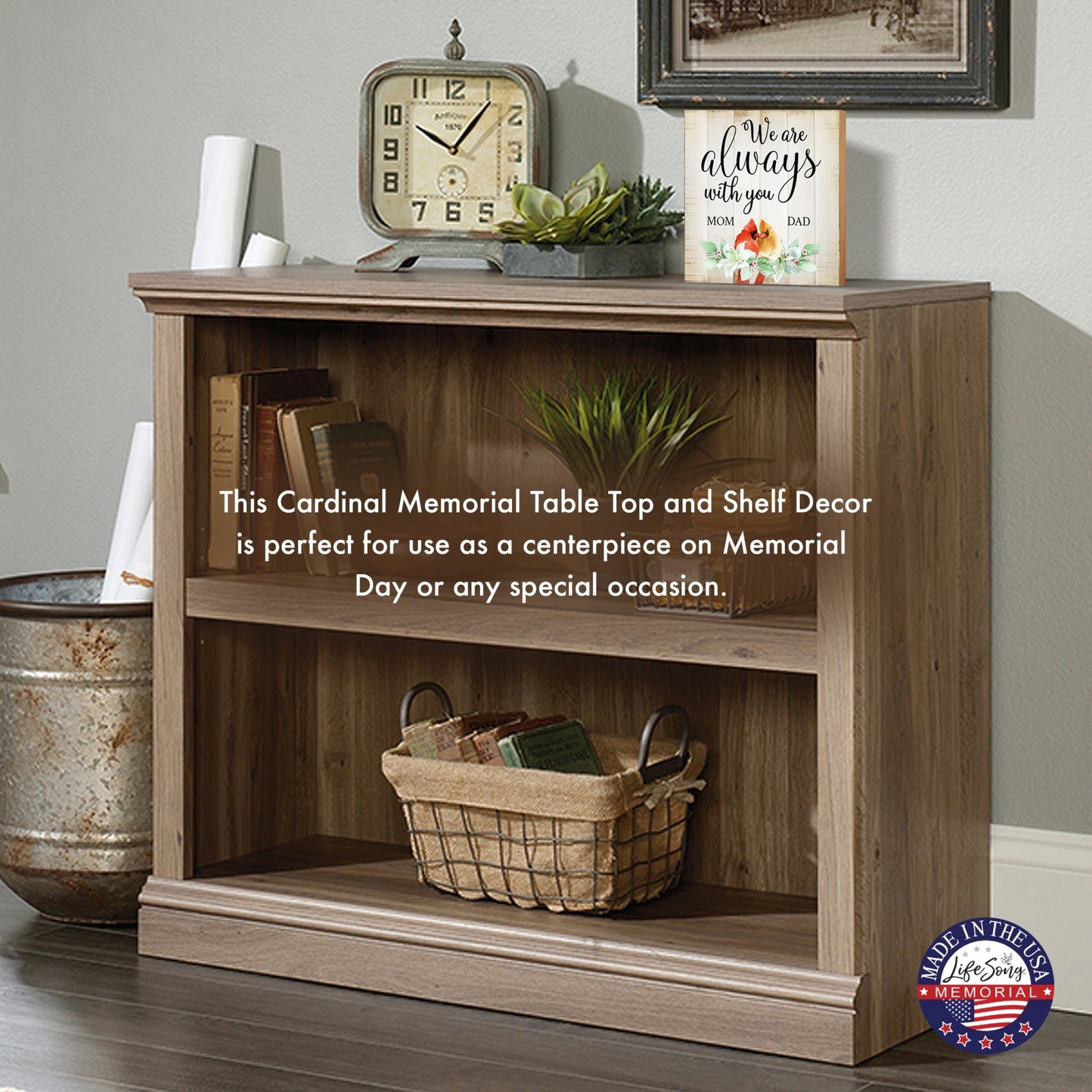 Wooden Memorial Shelf Décor and Tabletop Signs for Loss of Loved One - LifeSong Milestones