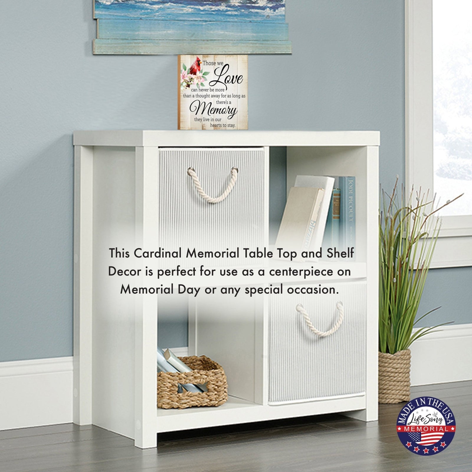Wooden Memorial Shelf Décor and Tabletop Signs for Loss of Loved One - LifeSong Milestones