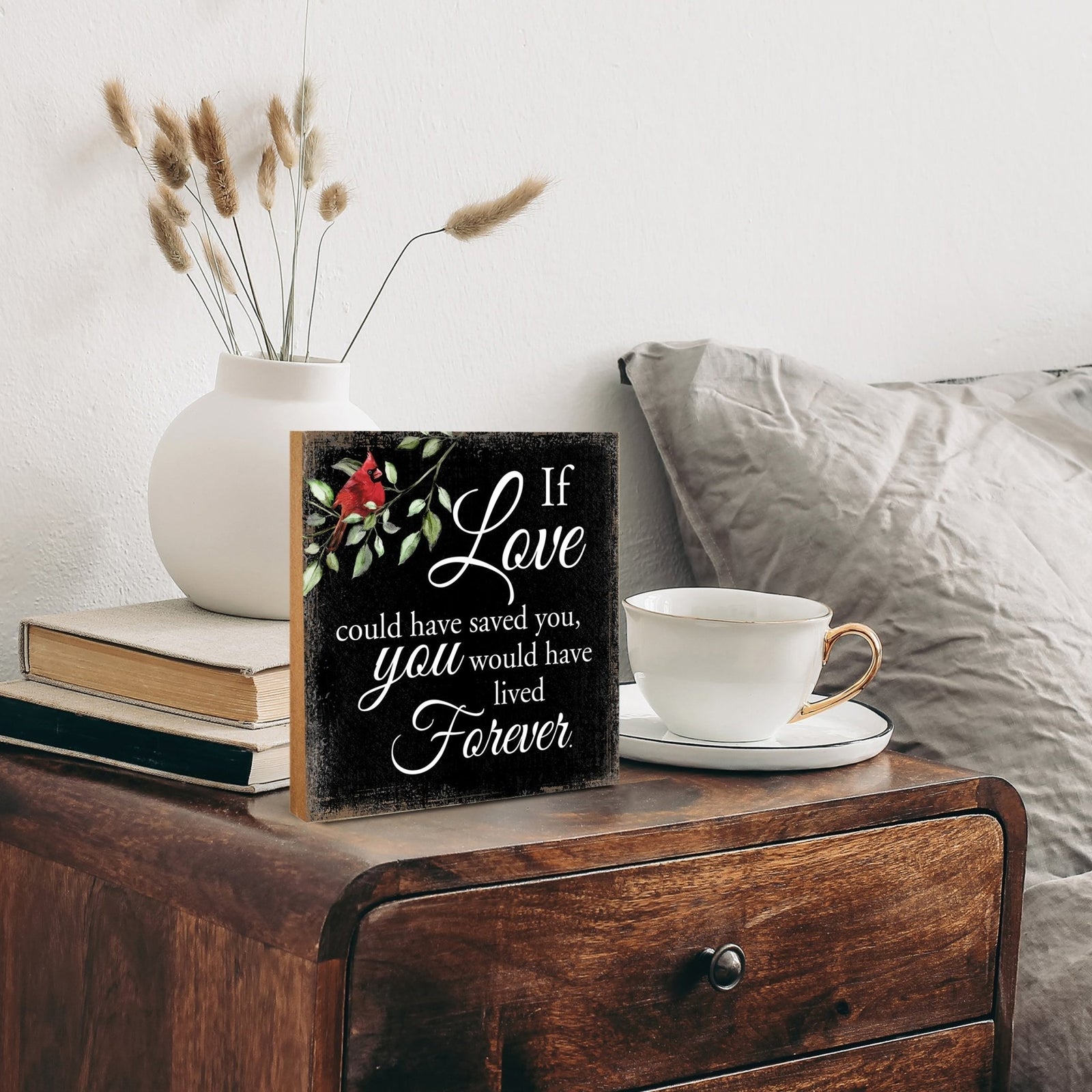 Wooden Memorial Shelf Décor and Tabletop Signs for Loss of Loved One - LifeSong Milestones