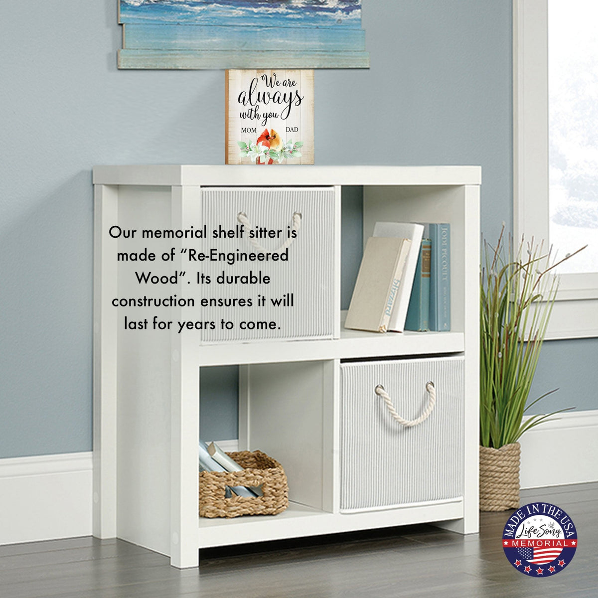 Wooden Memorial Shelf Décor and Tabletop Signs for Loss of Loved One - LifeSong Milestones
