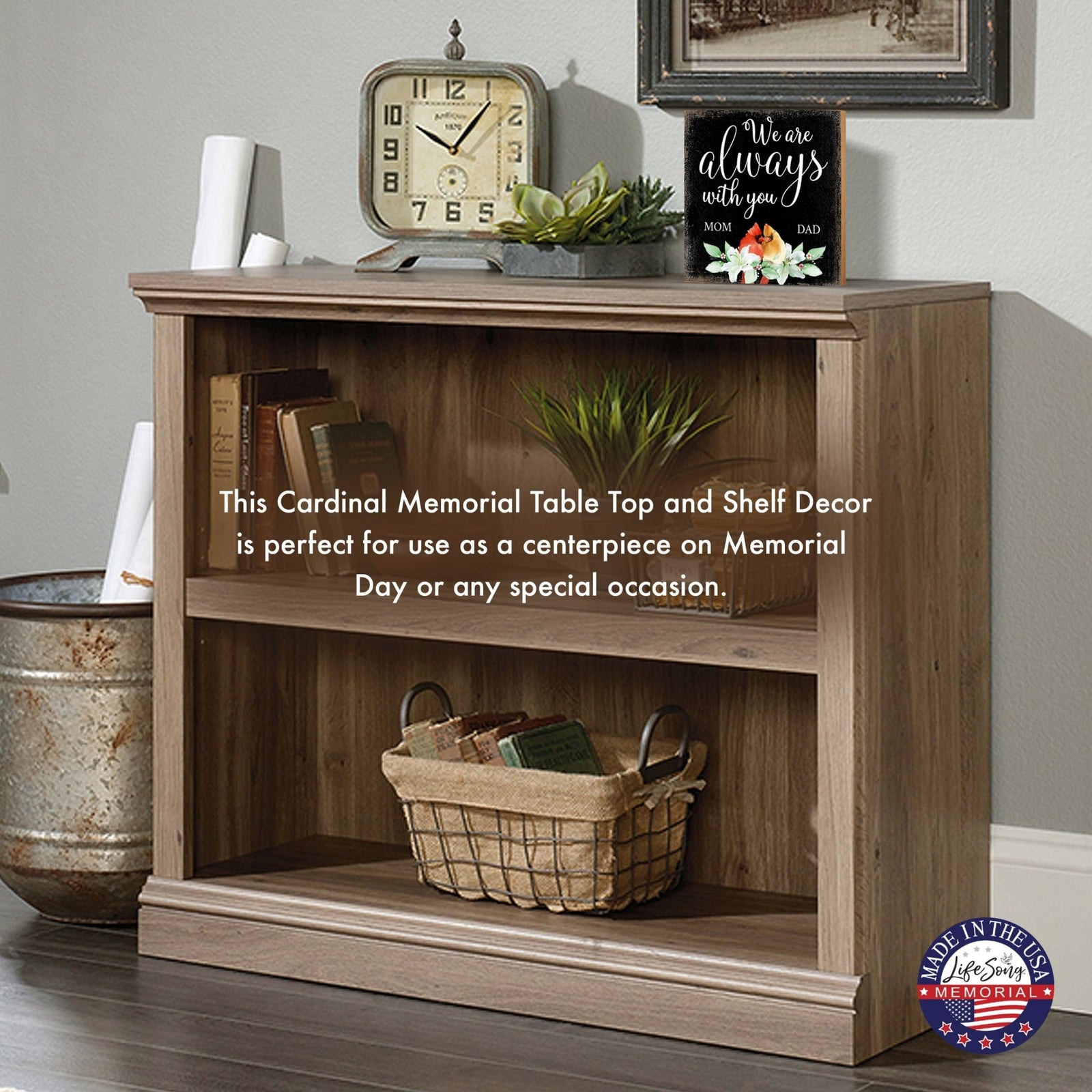 Wooden Memorial Shelf Décor and Tabletop Signs for Loss of Loved One - LifeSong Milestones