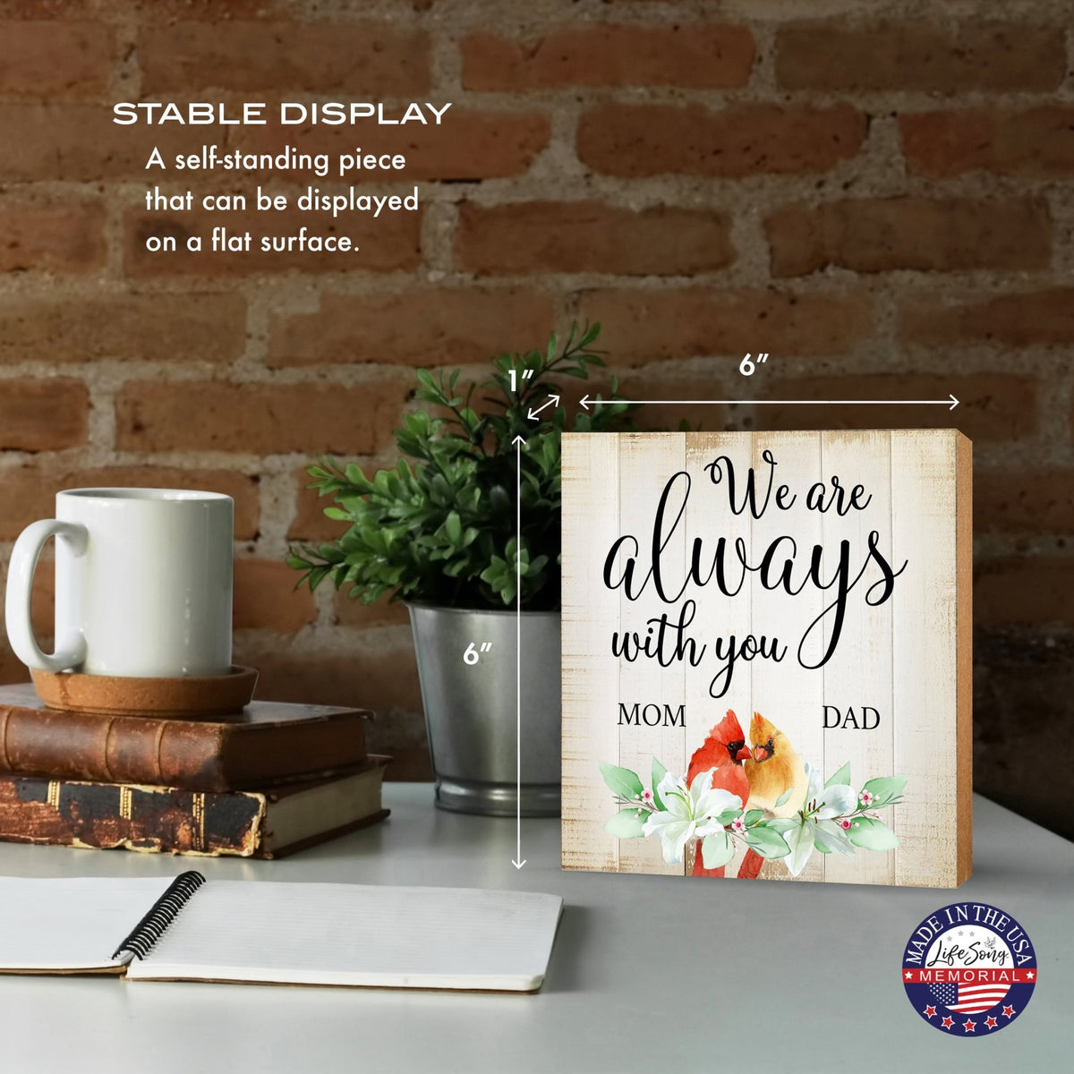 Wooden Memorial Shelf Décor and Tabletop Signs for Loss of Loved One - LifeSong Milestones