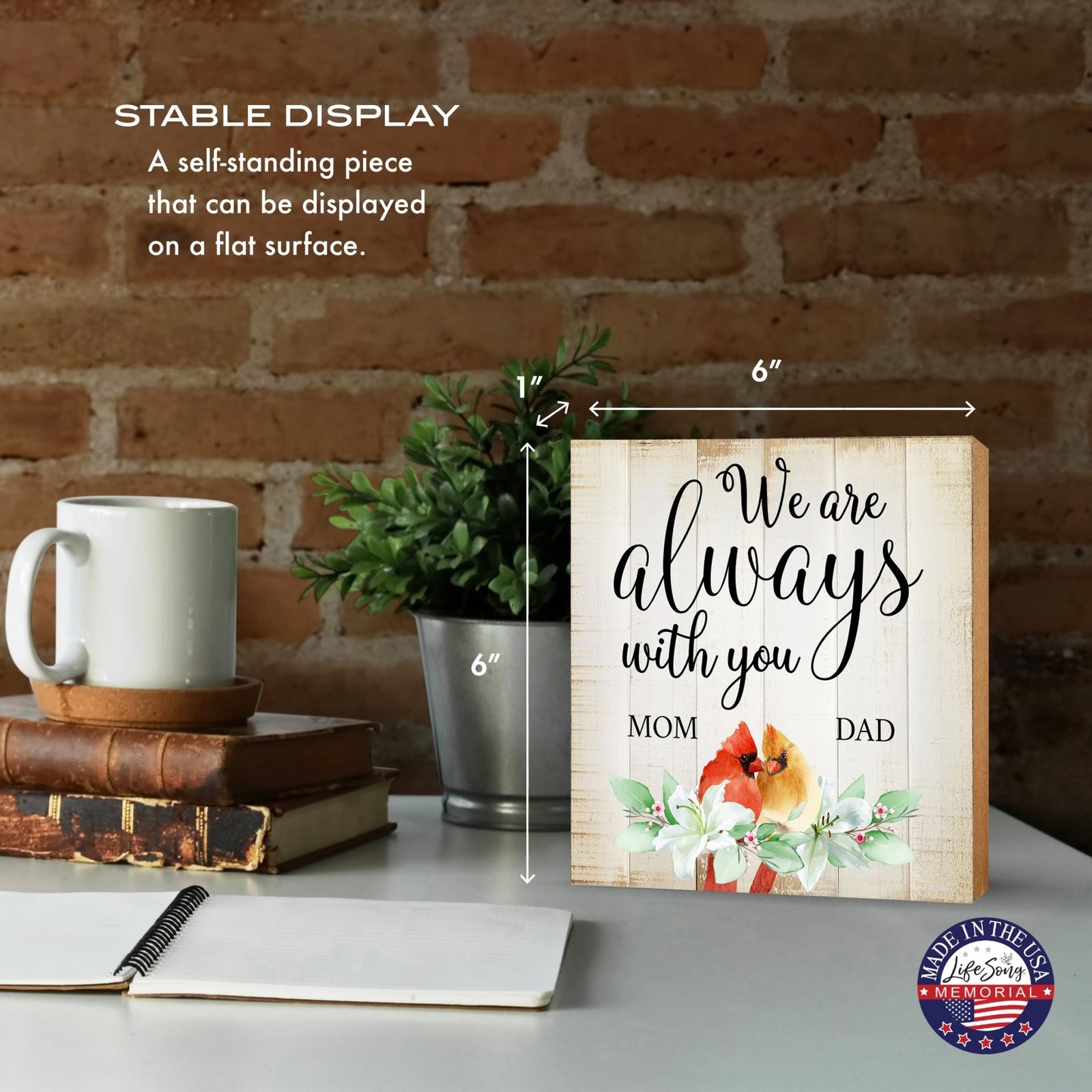Wooden Memorial Shelf Décor and Tabletop Signs for Loss of Loved One - LifeSong Milestones