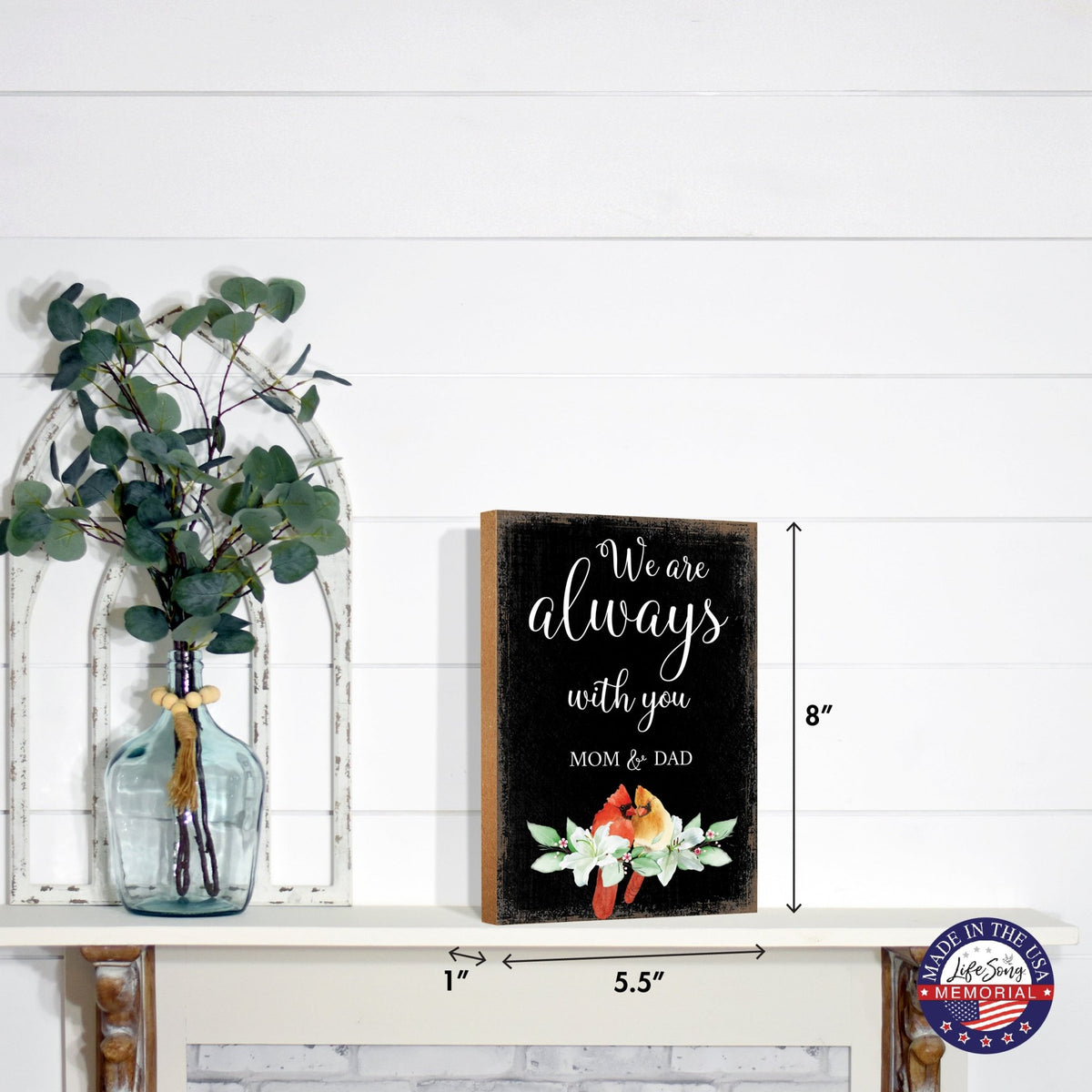 Wooden Memorial Shelf Décor and Tabletop Signs for Loss of Loved One - LifeSong Milestones
