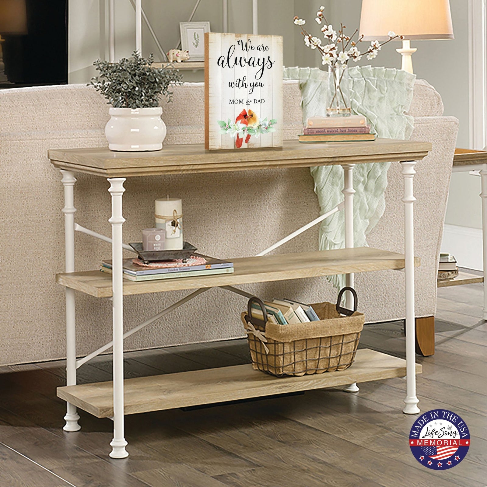Wooden Memorial Shelf Décor and Tabletop Signs for Loss of Loved One - LifeSong Milestones