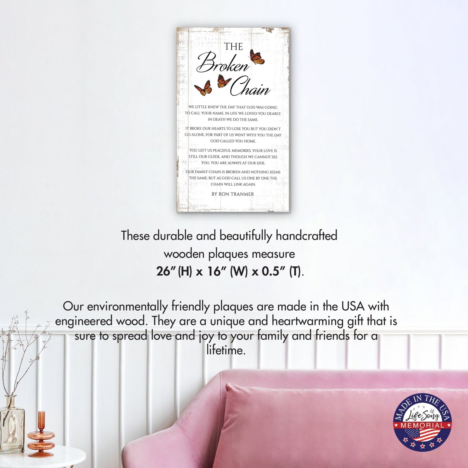 Wooden Memorial Wall Plaque for Loss of Loved One - LifeSong Milestones