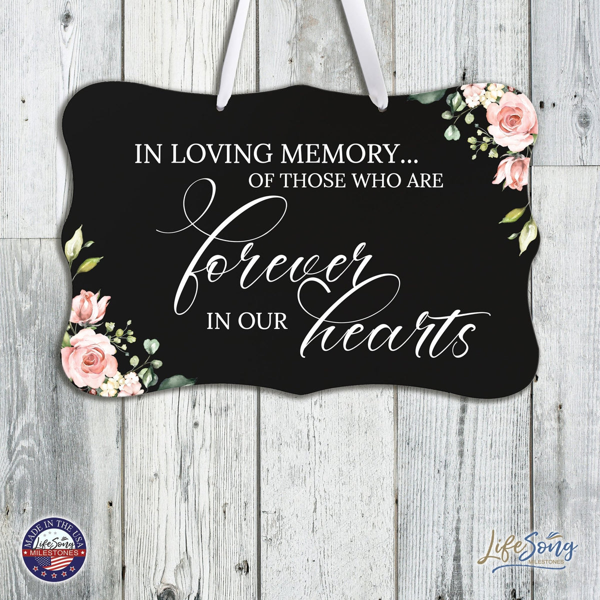 Wooden Memorial Wall Sign Hanging Decor 8x12 for Loss of Loved One - In Loving Memory - LifeSong Milestones