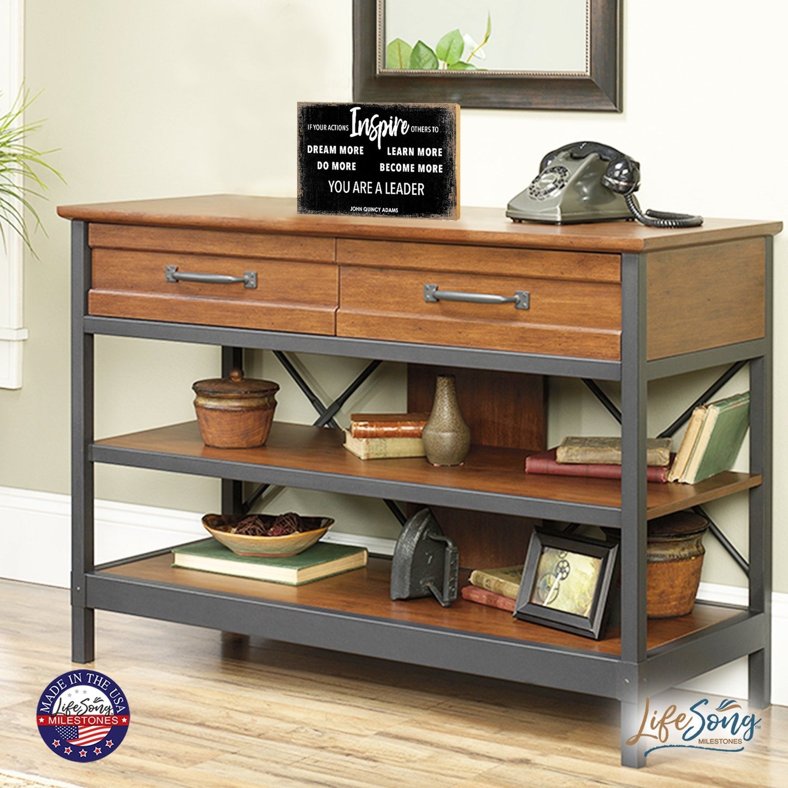 Wooden Shelf and Table Top Office Decor Gift for Boss - LifeSong Milestones