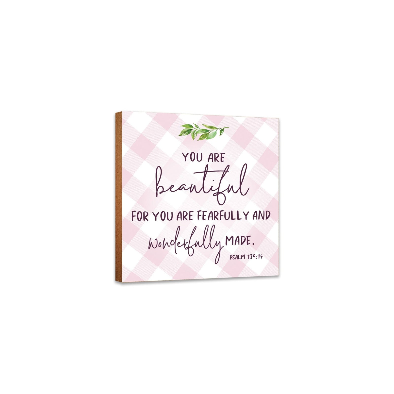 Wooden Shelf Décor and Tabletop Signs for Baby Baptism - You Are Beautiful - LifeSong Milestones