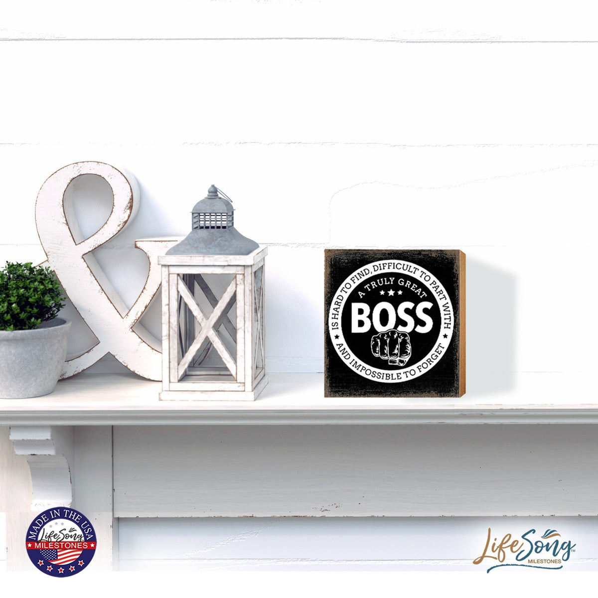 Wooden Shelf Décor and Tabletop Signs for Boss or Mentor - LifeSong Milestones