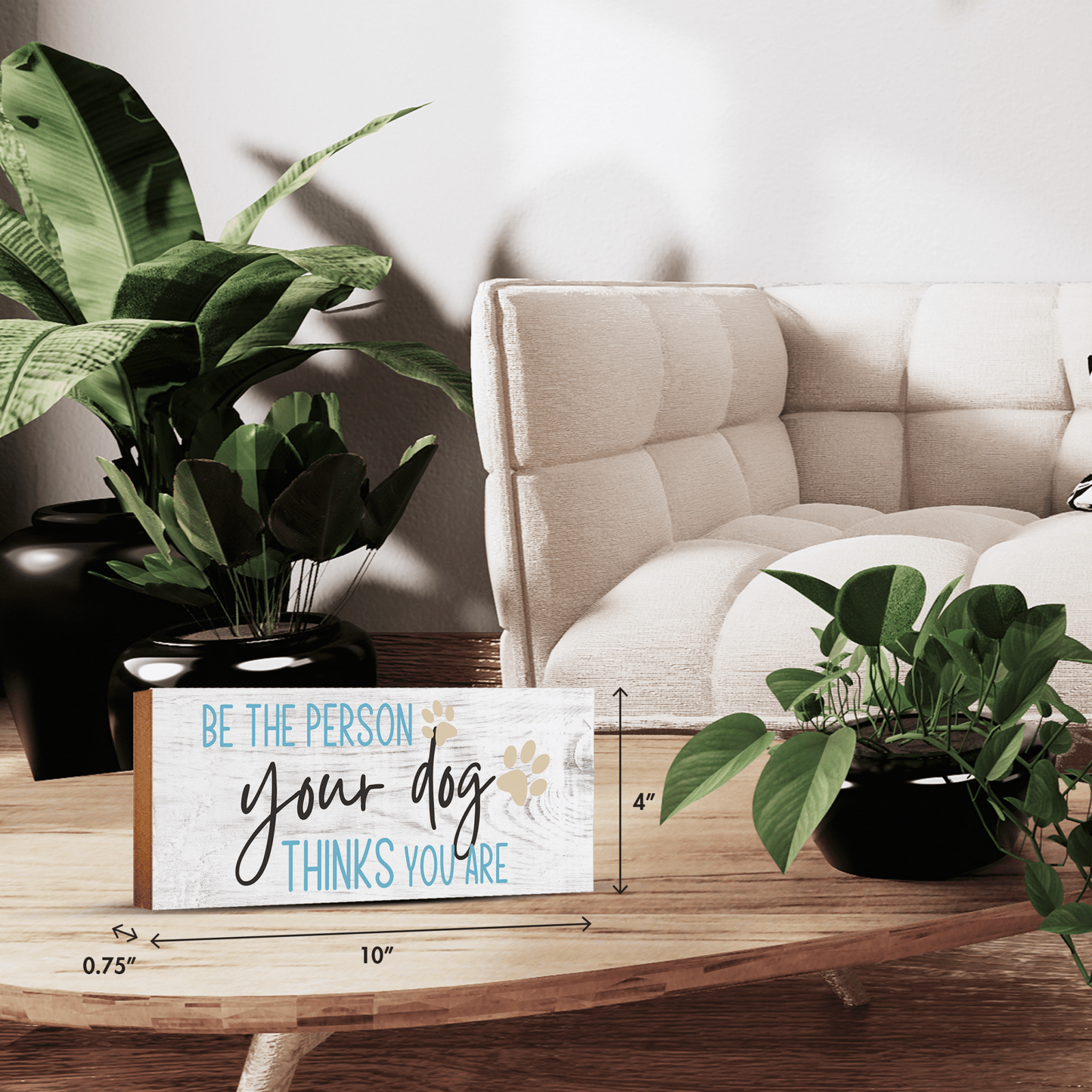 Wooden Shelf Decor and Tabletop Signs with Pet Verses - Be The Person Your Dog - LifeSong Milestones