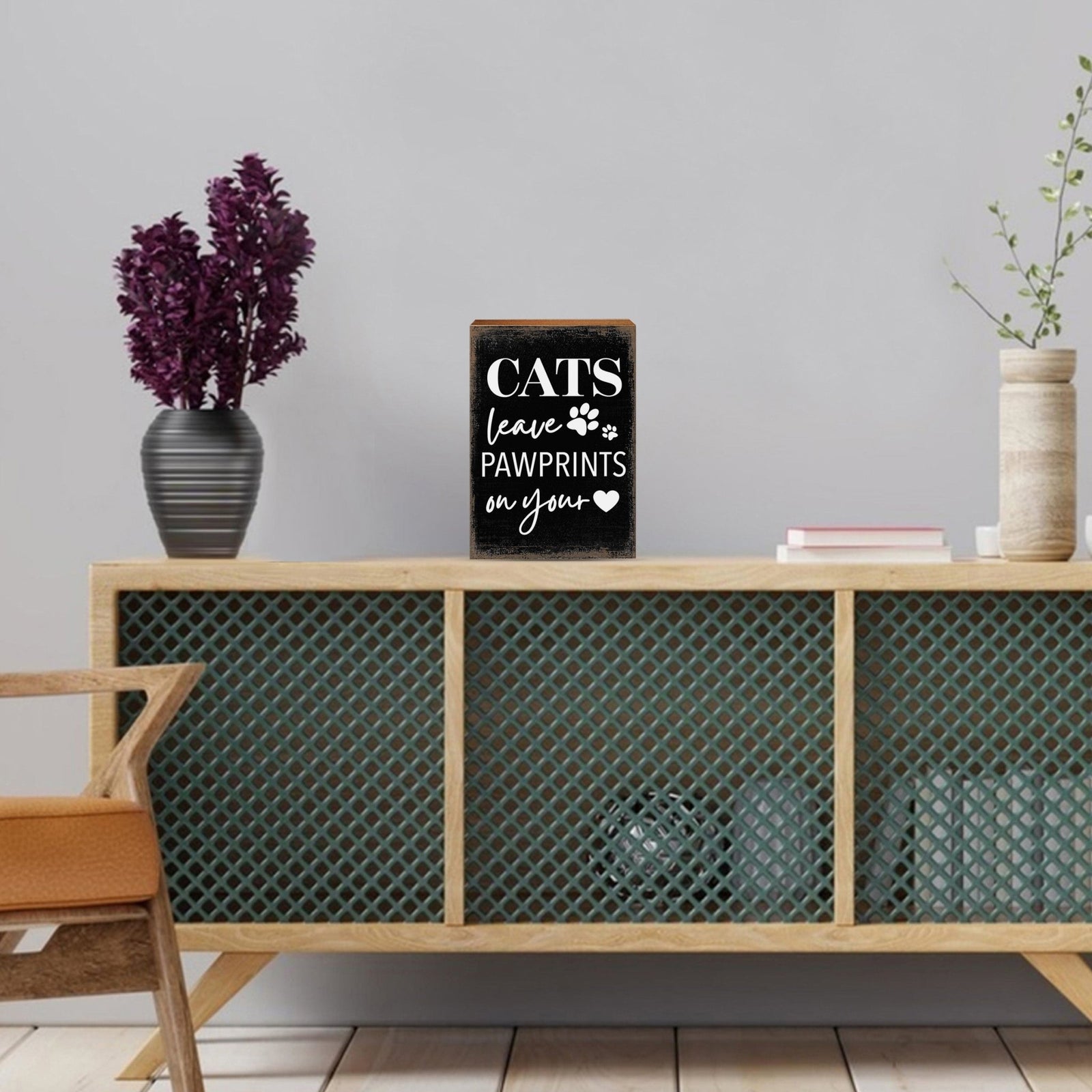 Wooden Shelf Decor and Tabletop Signs with Pet Verses - Cats Leave - LifeSong Milestones