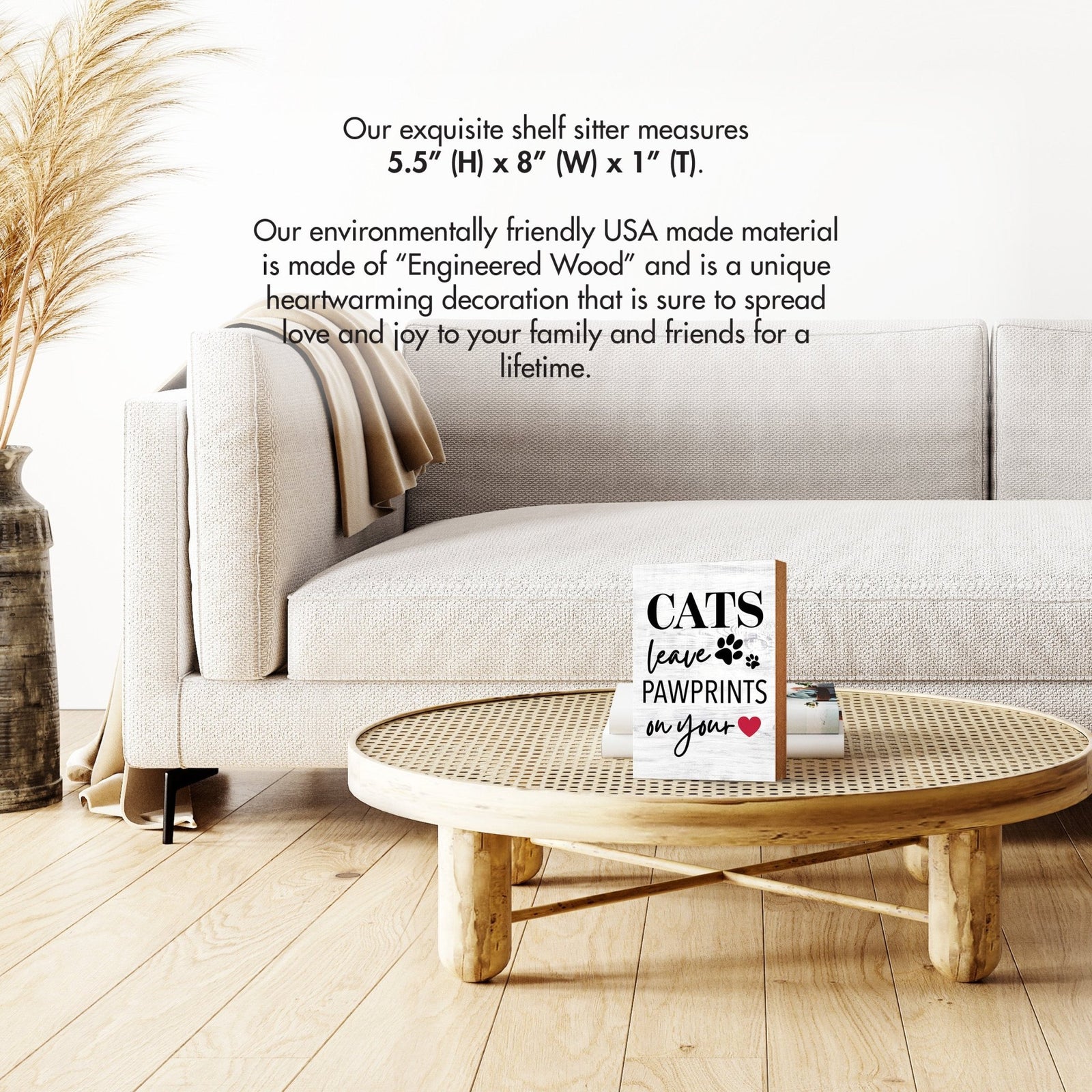 Wooden Shelf Decor and Tabletop Signs with Pet Verses - Cats Leave - LifeSong Milestones