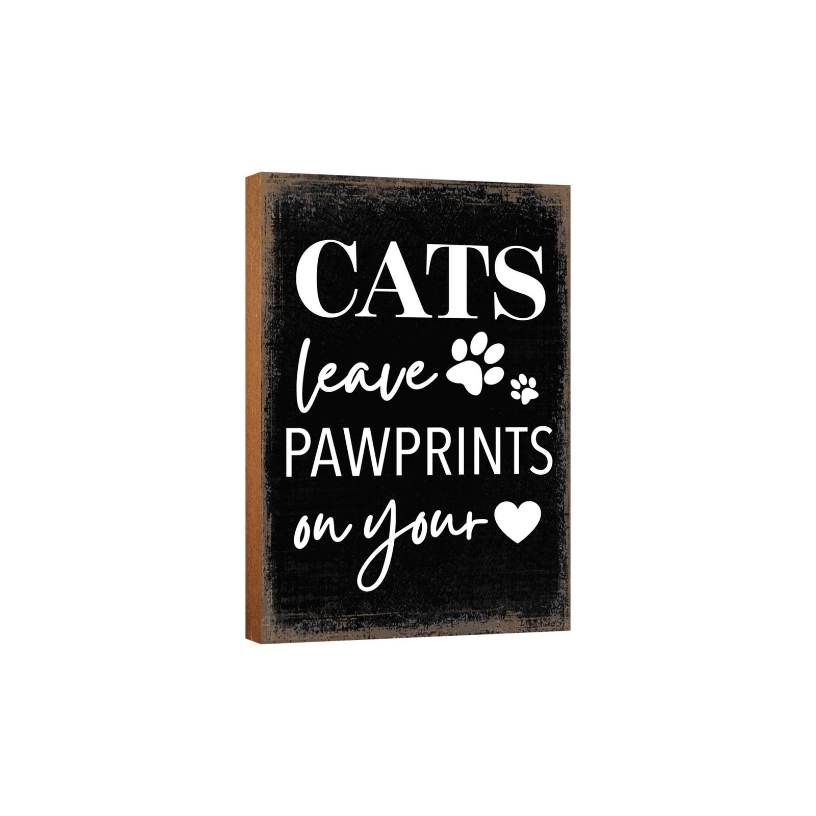 Wooden Shelf Decor and Tabletop Signs with Pet Verses - Cats Leave - LifeSong Milestones