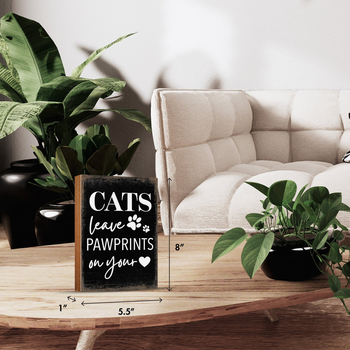 Wooden Shelf Decor and Tabletop Signs with Pet Verses - Cats Leave - LifeSong Milestones