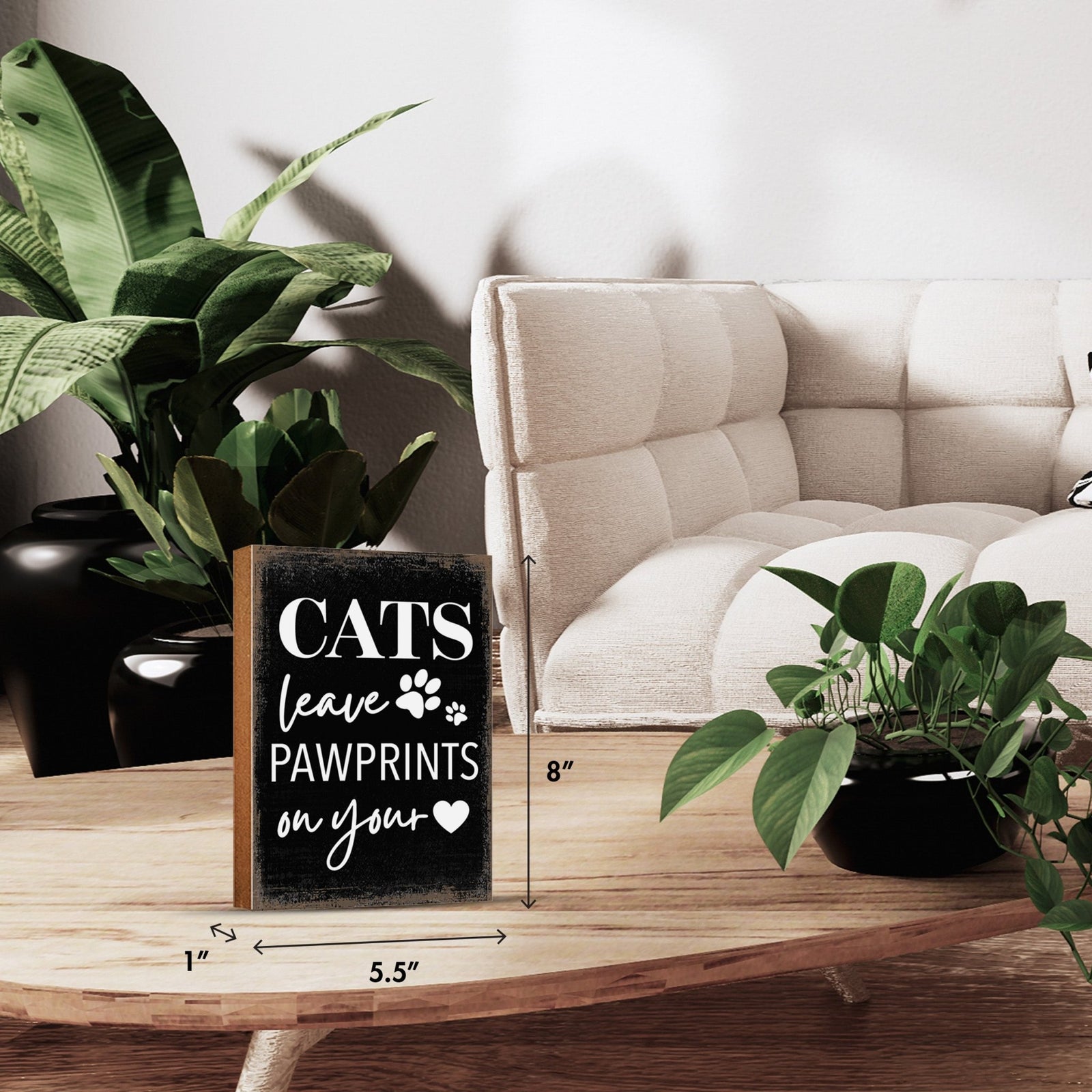 Wooden Shelf Decor and Tabletop Signs with Pet Verses - Cats Leave - LifeSong Milestones