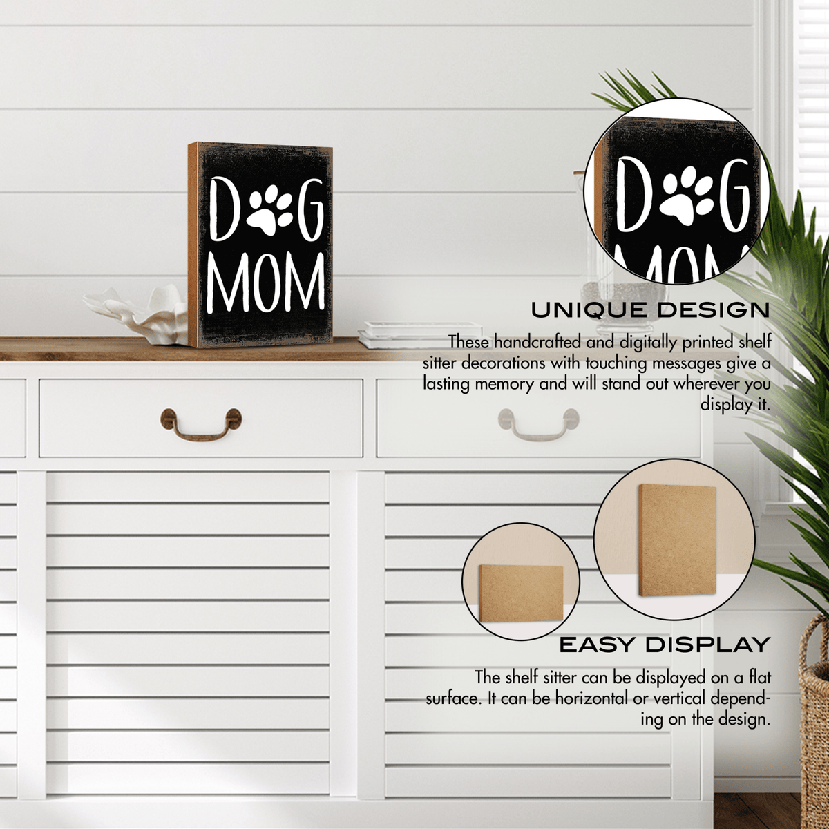 Wooden Shelf Decor and Tabletop Signs with Pet Verses - Dog Mom - LifeSong Milestones