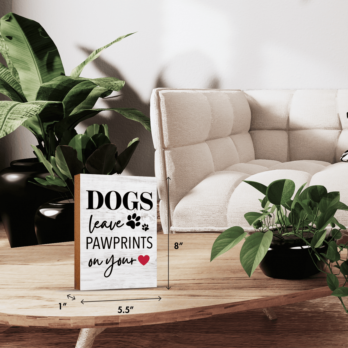 Wooden Shelf Decor and Tabletop Signs with Pet Verses - Dogs Leave - LifeSong Milestones