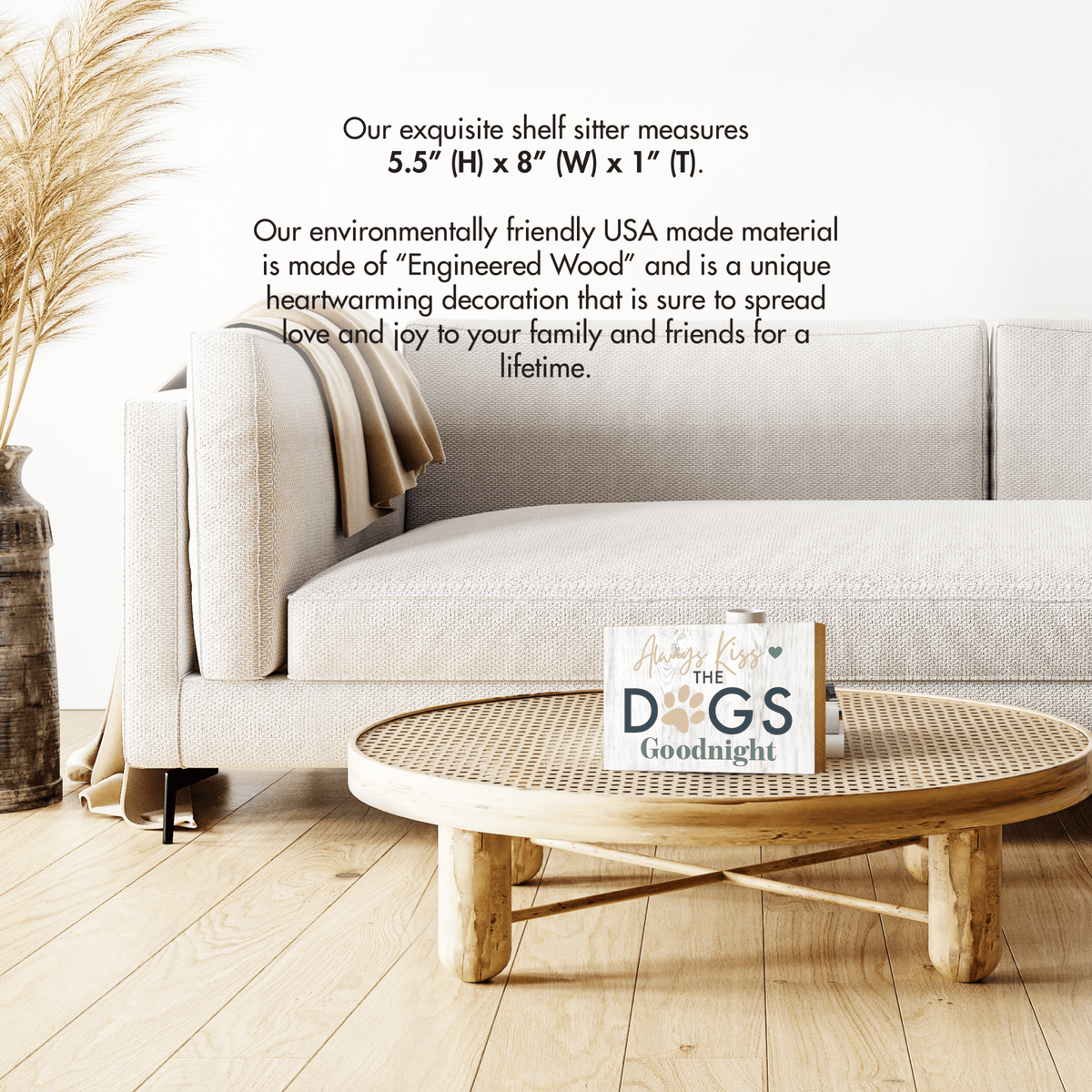 Wooden Shelf Decor and Tabletop Signs with Pet Verses - Kiss The Dogs - LifeSong Milestones