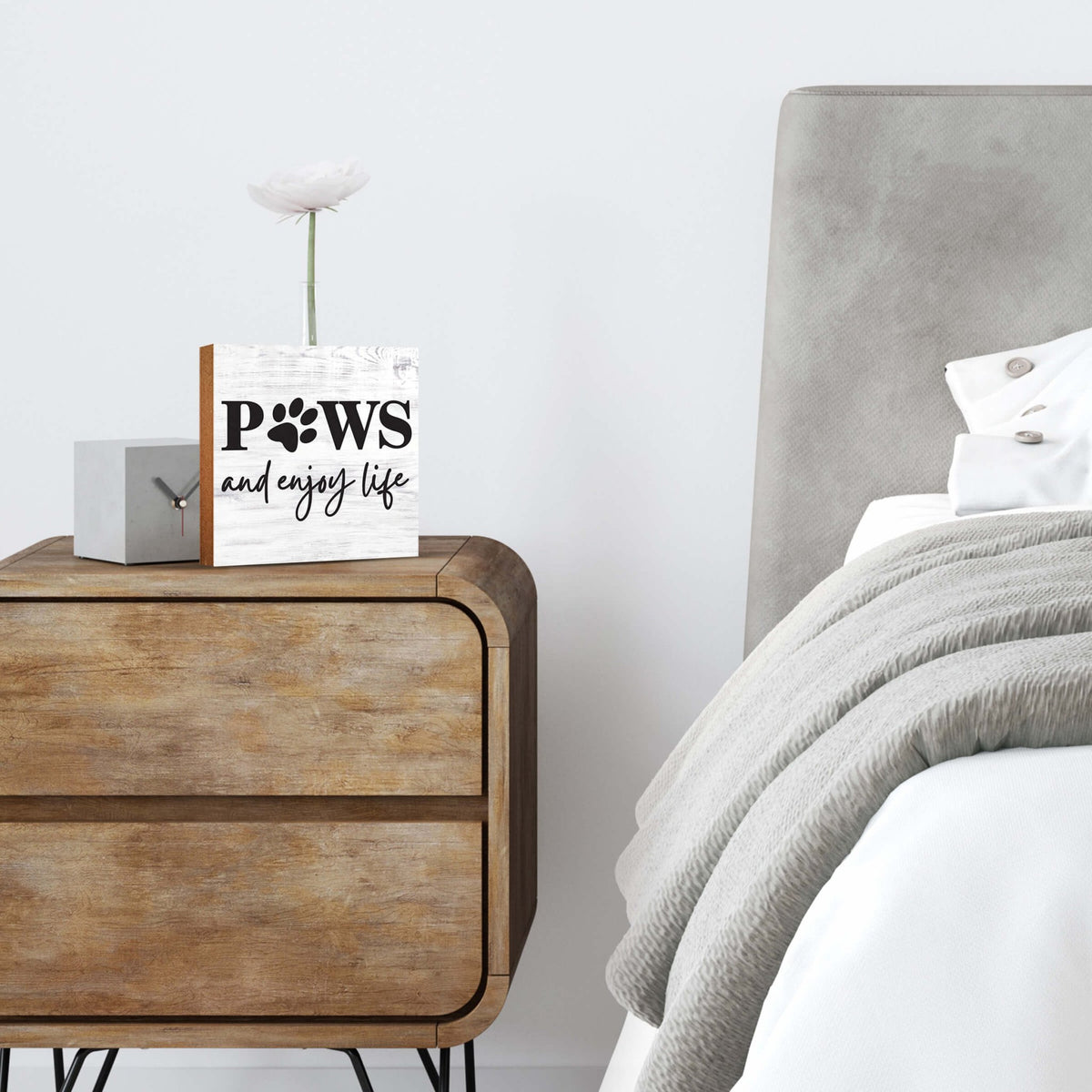 Wooden Shelf Decor and Tabletop Signs with Pet Verses - Paws and Enjoy Life - LifeSong Milestones