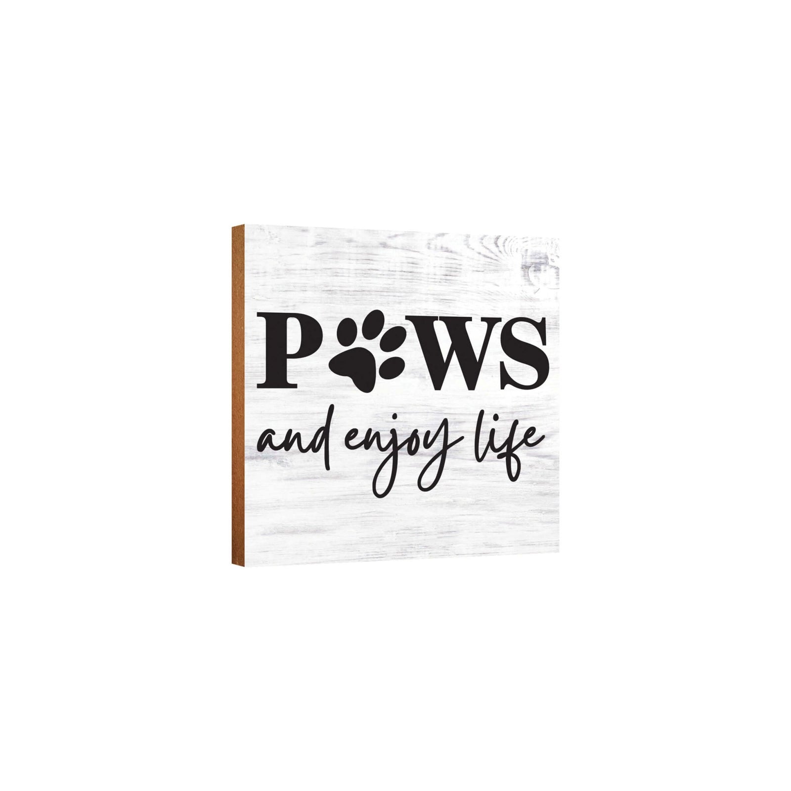 Wooden Shelf Decor and Tabletop Signs with Pet Verses - Paws and Enjoy Life - LifeSong Milestones