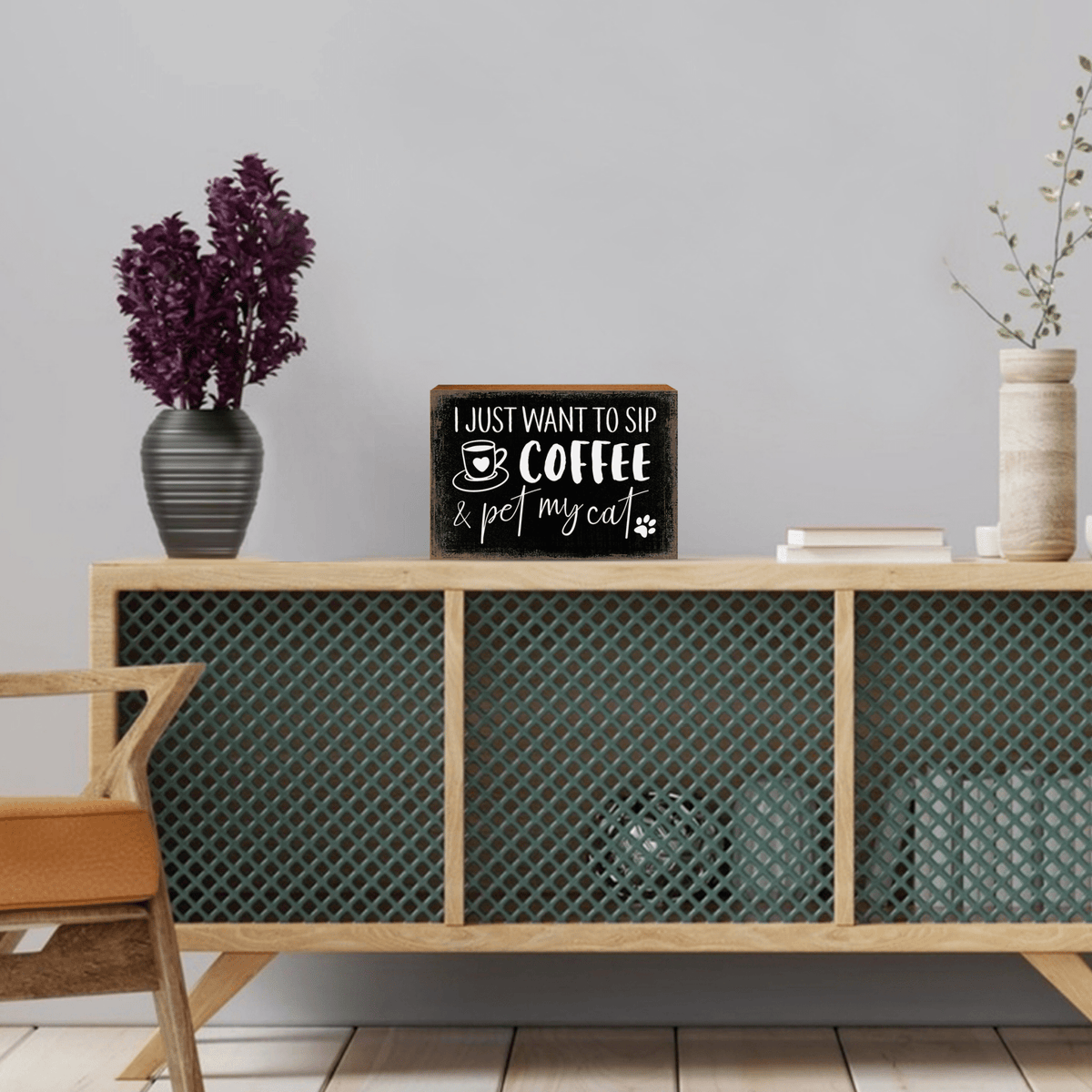 Wooden Shelf Decor and Tabletop Signs with Pet Verses - Pet My Cat - LifeSong Milestones