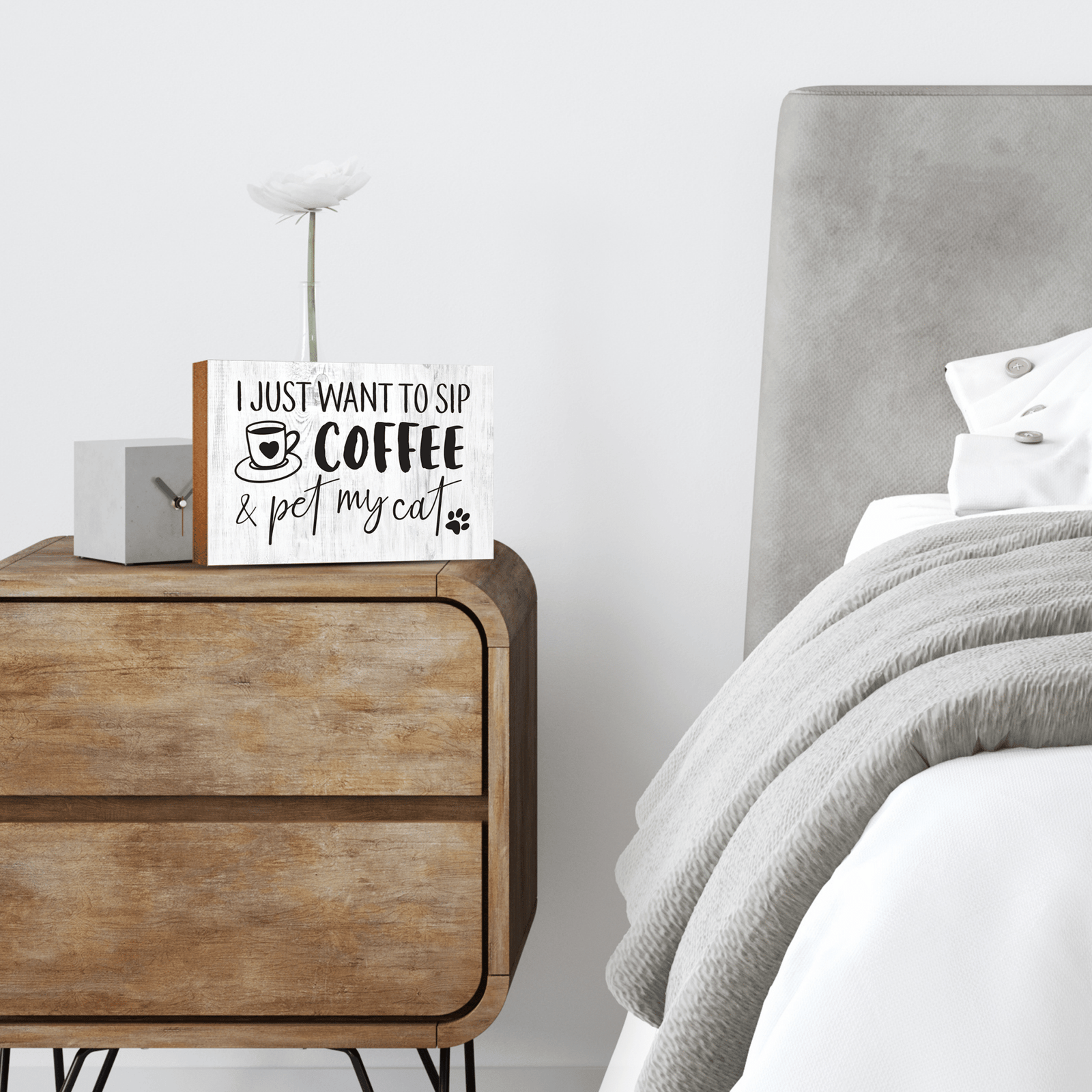 Wooden Shelf Decor and Tabletop Signs with Pet Verses - Pet My Cat - LifeSong Milestones
