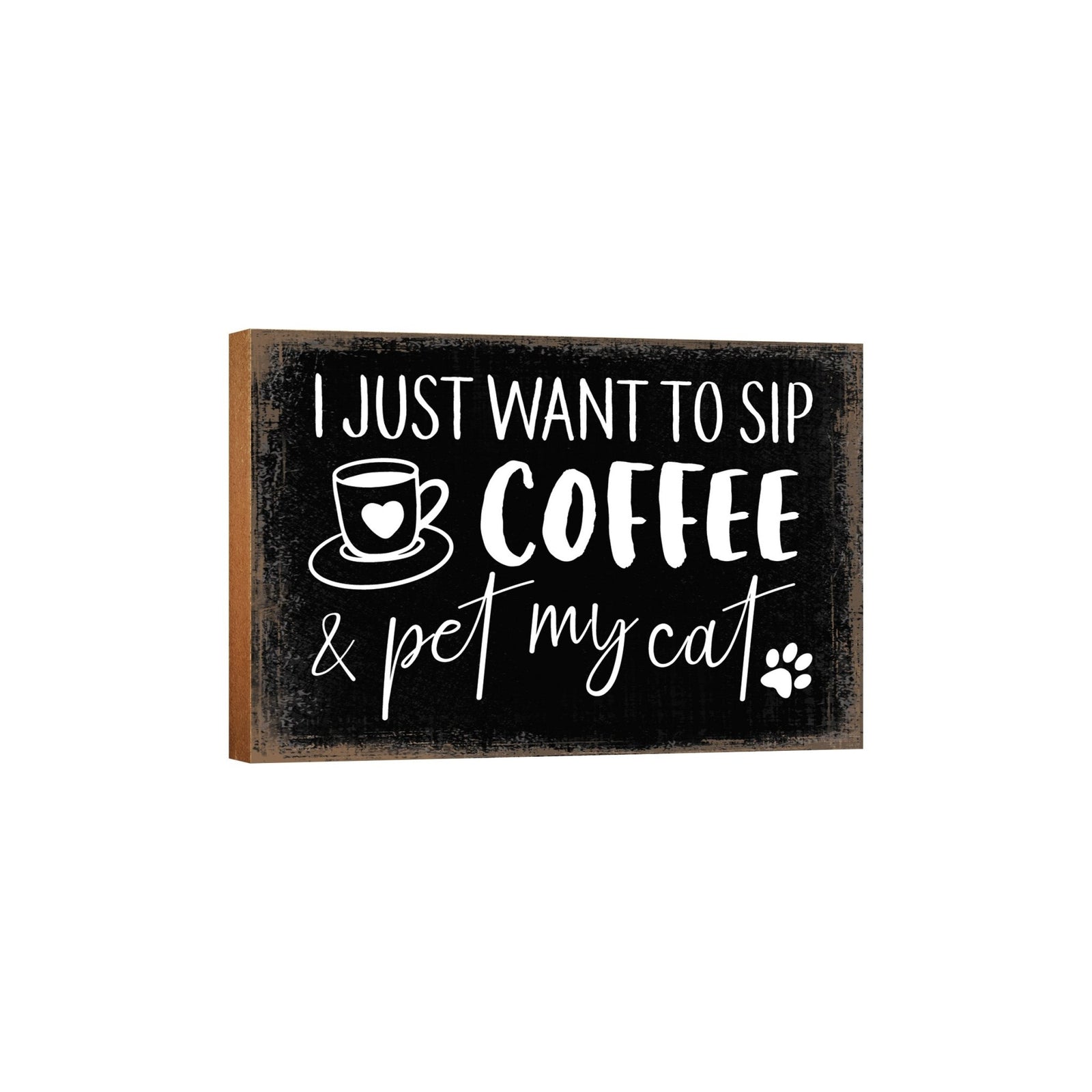 Wooden Shelf Decor and Tabletop Signs with Pet Verses - Pet My Cat - LifeSong Milestones