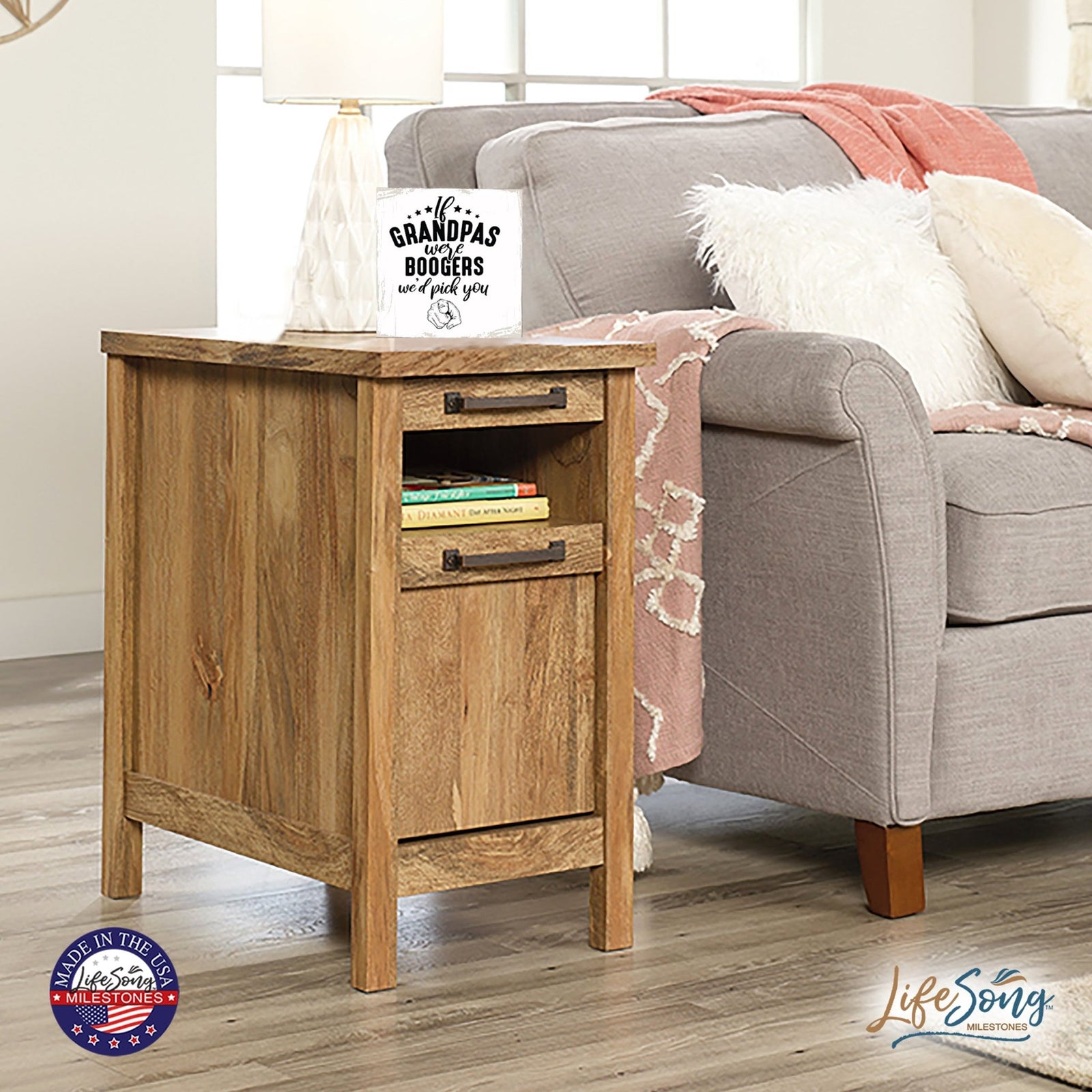 Wooden Table Top and Shelf Home Décor Gift for Grandfather - LifeSong Milestones